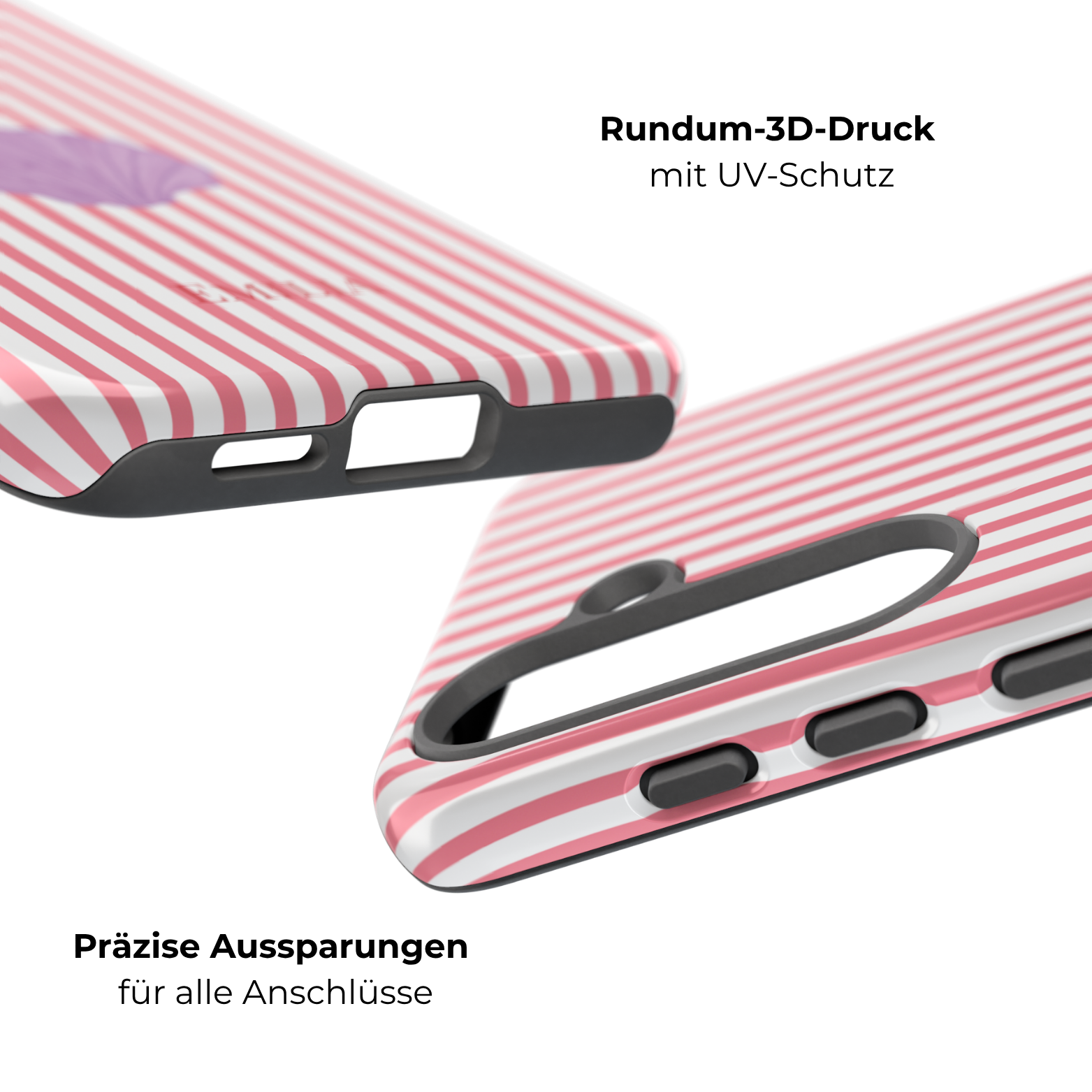 SHELL PINK STRIPES – Personalisierte Handyhülle mit Dual-Layer-Schutz