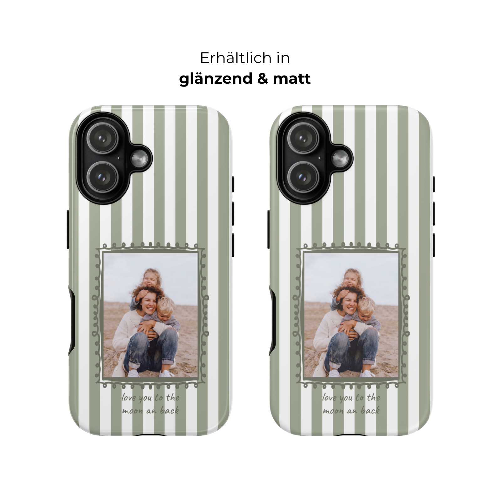 SALBEI STRIPES PHOTO FRAME – Personalisierte Foto Handyhülle mit Dual-Layer-Schutz