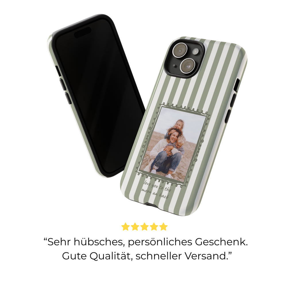 SALBEI STRIPES PHOTO FRAME – Personalisierte Foto Handyhülle mit Dual-Layer-Schutz