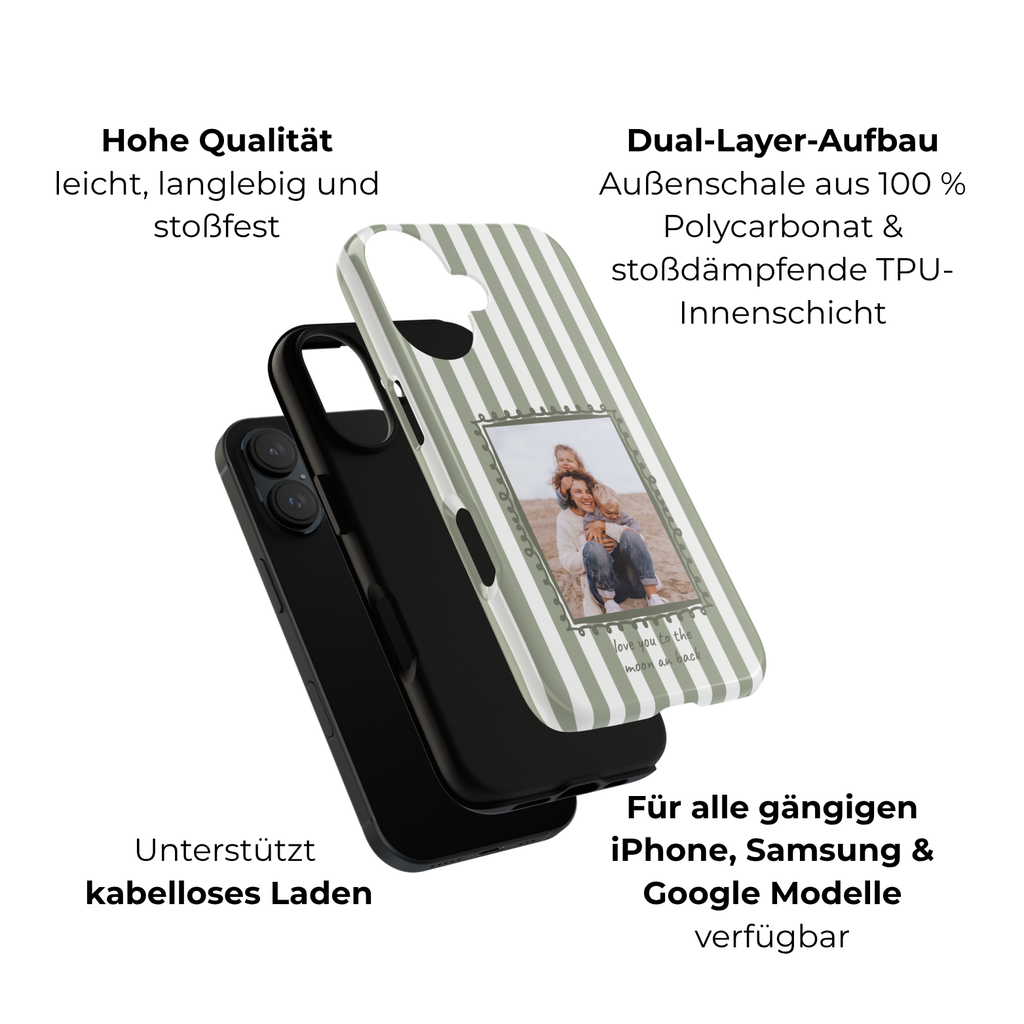 SALBEI STRIPES PHOTO FRAME – Personalisierte Foto Handyhülle mit Dual-Layer-Schutz