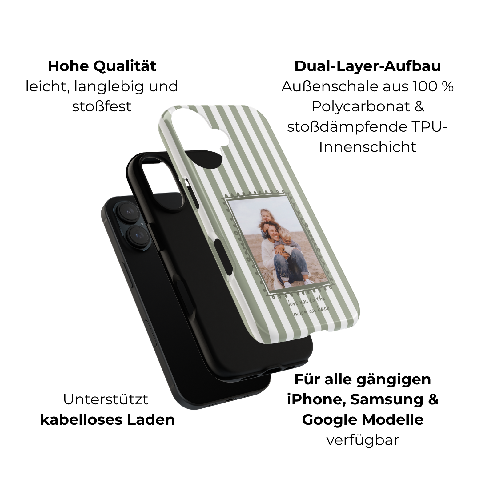 SALBEI STRIPES PHOTO FRAME – Personalisierte Foto Handyhülle mit Dual-Layer-Schutz