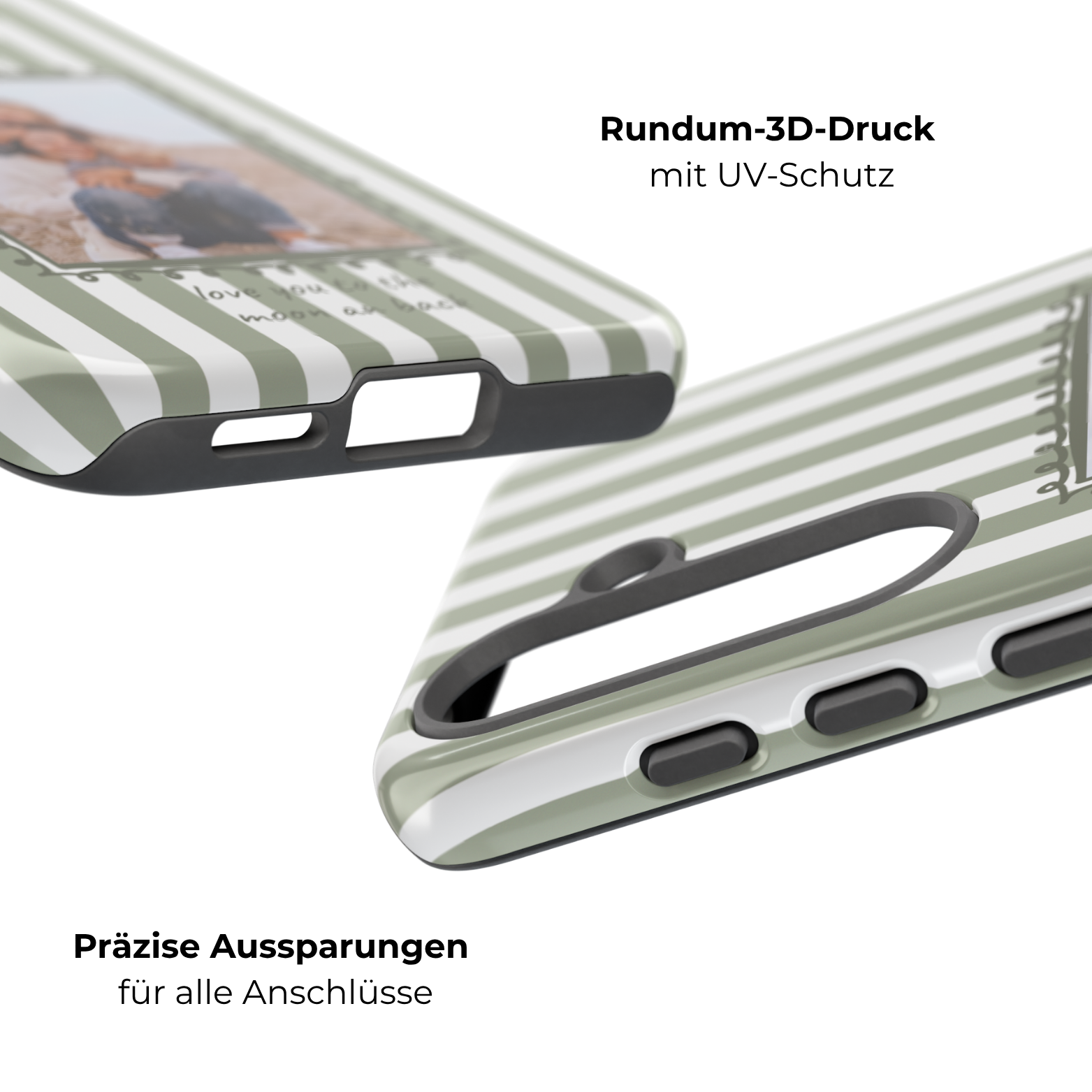 SALBEI STRIPES PHOTO FRAME – Personalisierte Foto Handyhülle mit Dual-Layer-Schutz