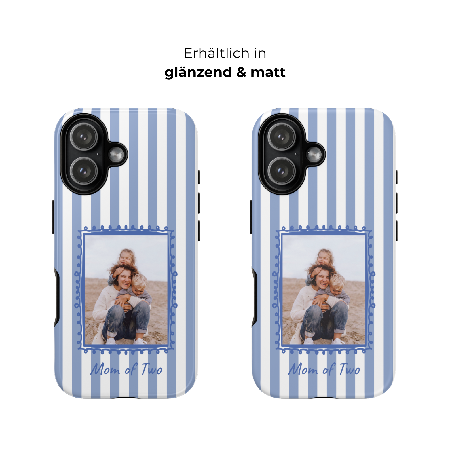 BLUE STRIPES PHOTO FRAME – Personalisierte Foto Handyhülle mit Dual-Layer-Schutz