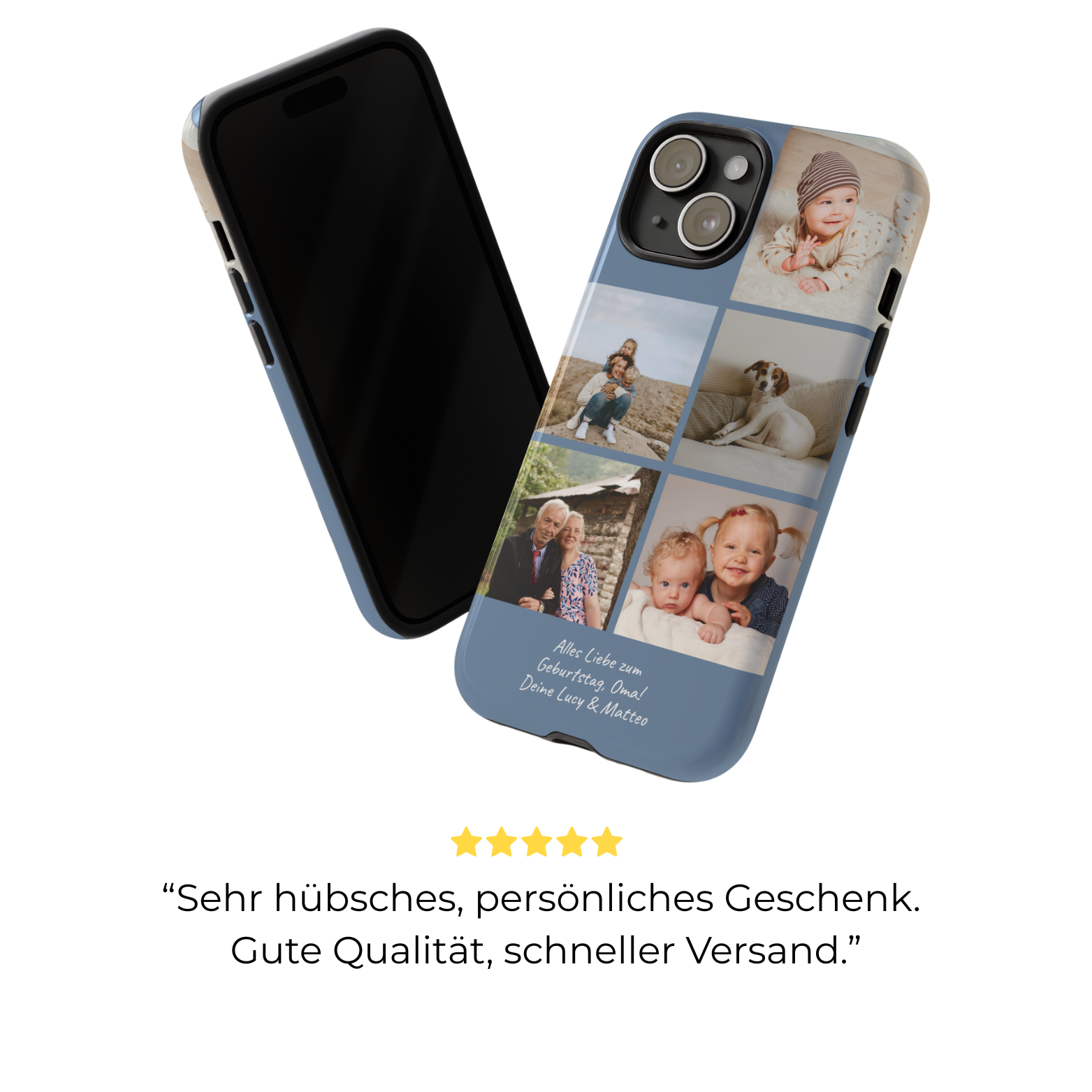 DUSTY BLUE COLLAGE – Personalisierte Foto Handyhülle mit Dual-Layer-Schutz