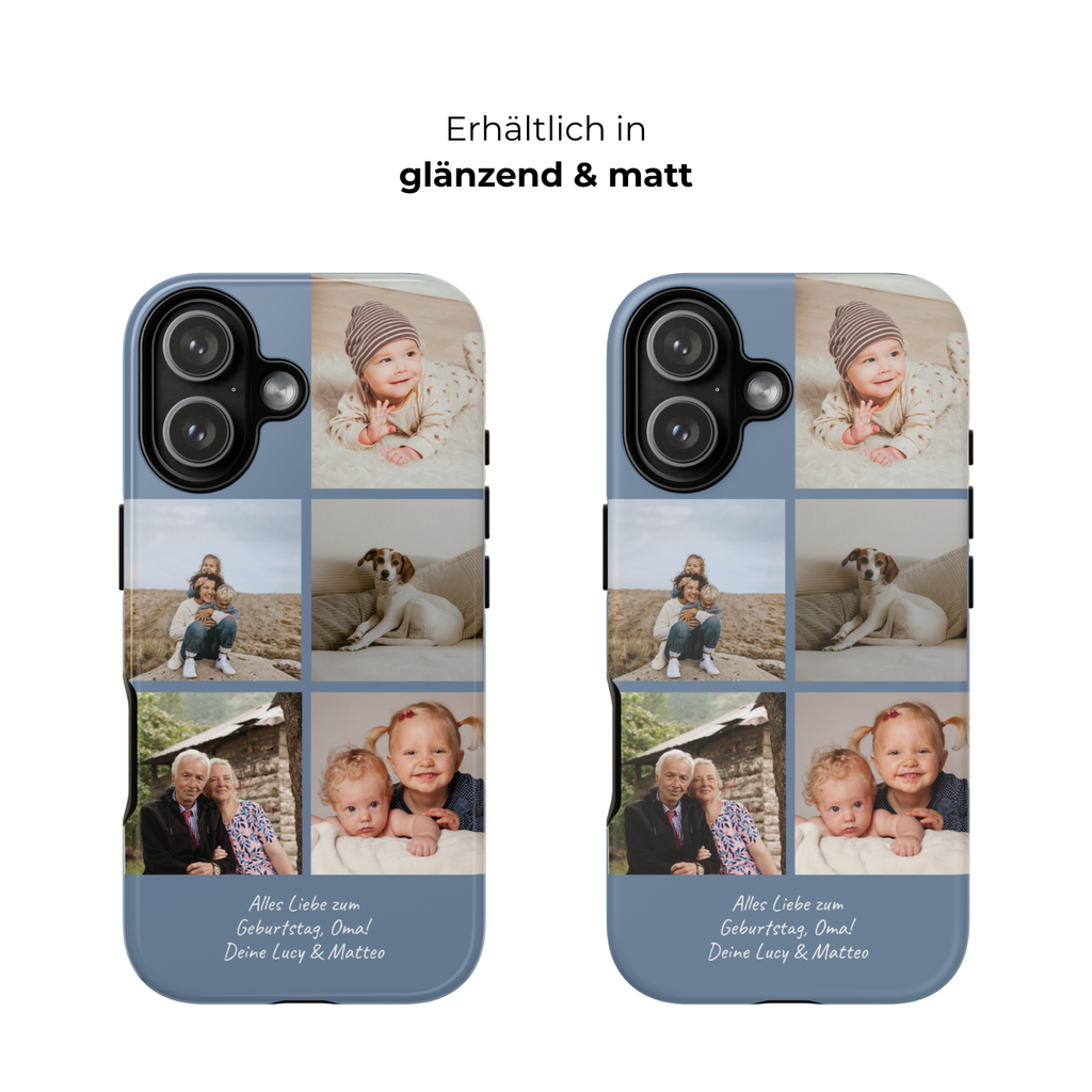 DUSTY BLUE COLLAGE – Personalisierte Foto Handyhülle mit Dual-Layer-Schutz