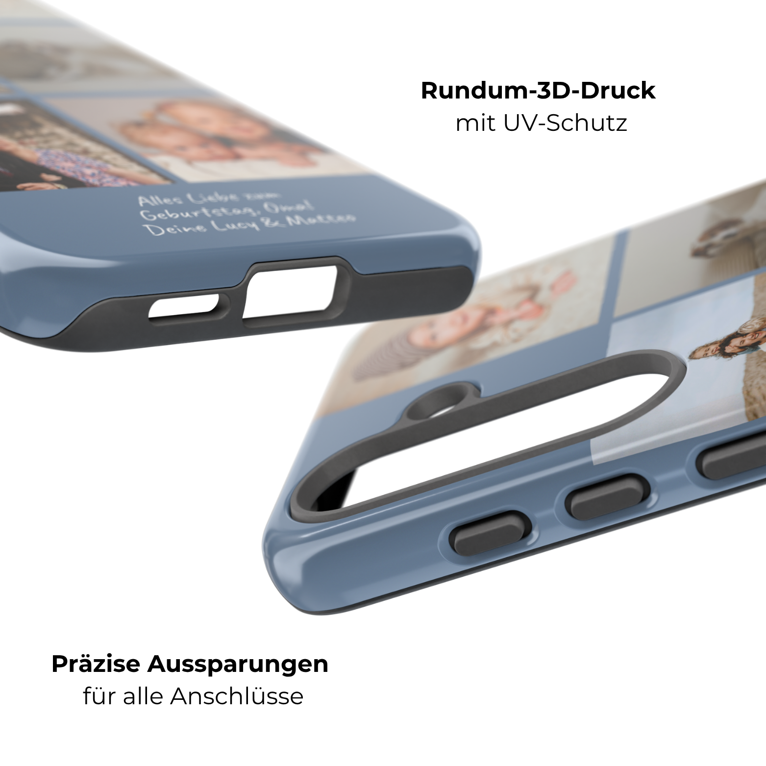 DUSTY BLUE COLLAGE – Personalisierte Foto Handyhülle mit Dual-Layer-Schutz