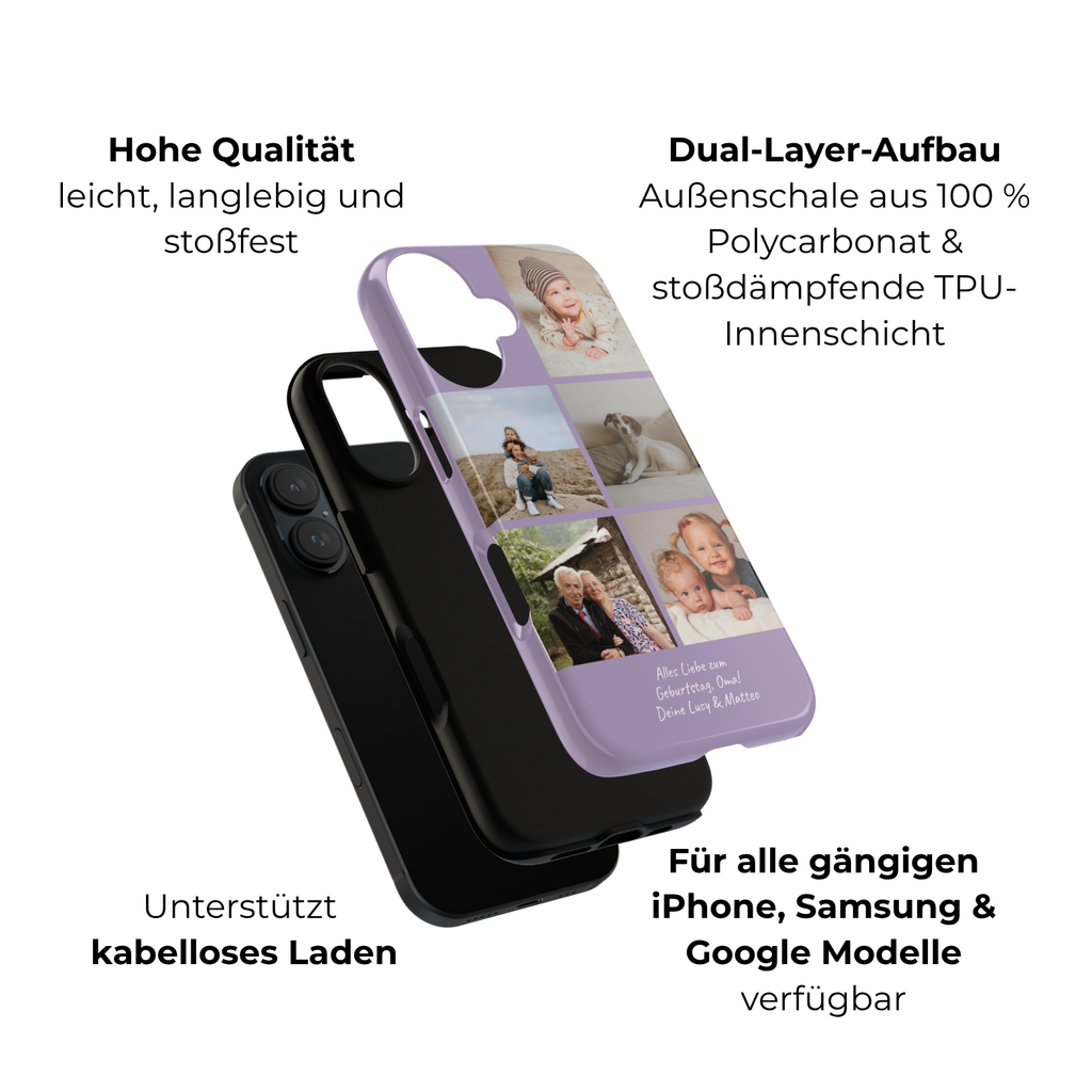 LAVENDEL COLLAGE – Personalisierte Foto Handyhülle mit Dual-Layer-Schutz