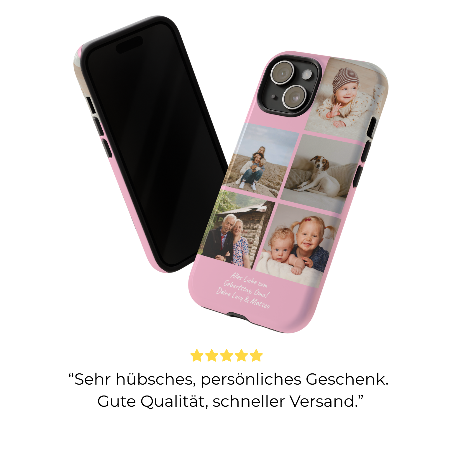 PINK PHOTO COLLAGE – Personalisierte Foto Handyhülle mit Dual-Layer-Schutz