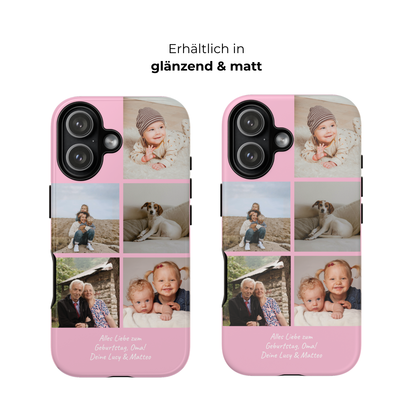 PINK PHOTO COLLAGE – Personalisierte Foto Handyhülle mit Dual-Layer-Schutz