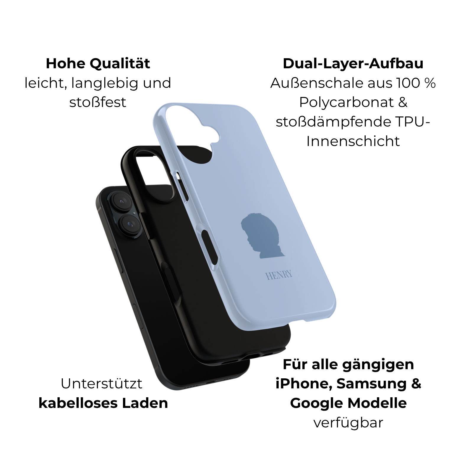 SILHOUETTE BLUE – Personalisierte Handyhülle mit Dual-Layer-Schutz