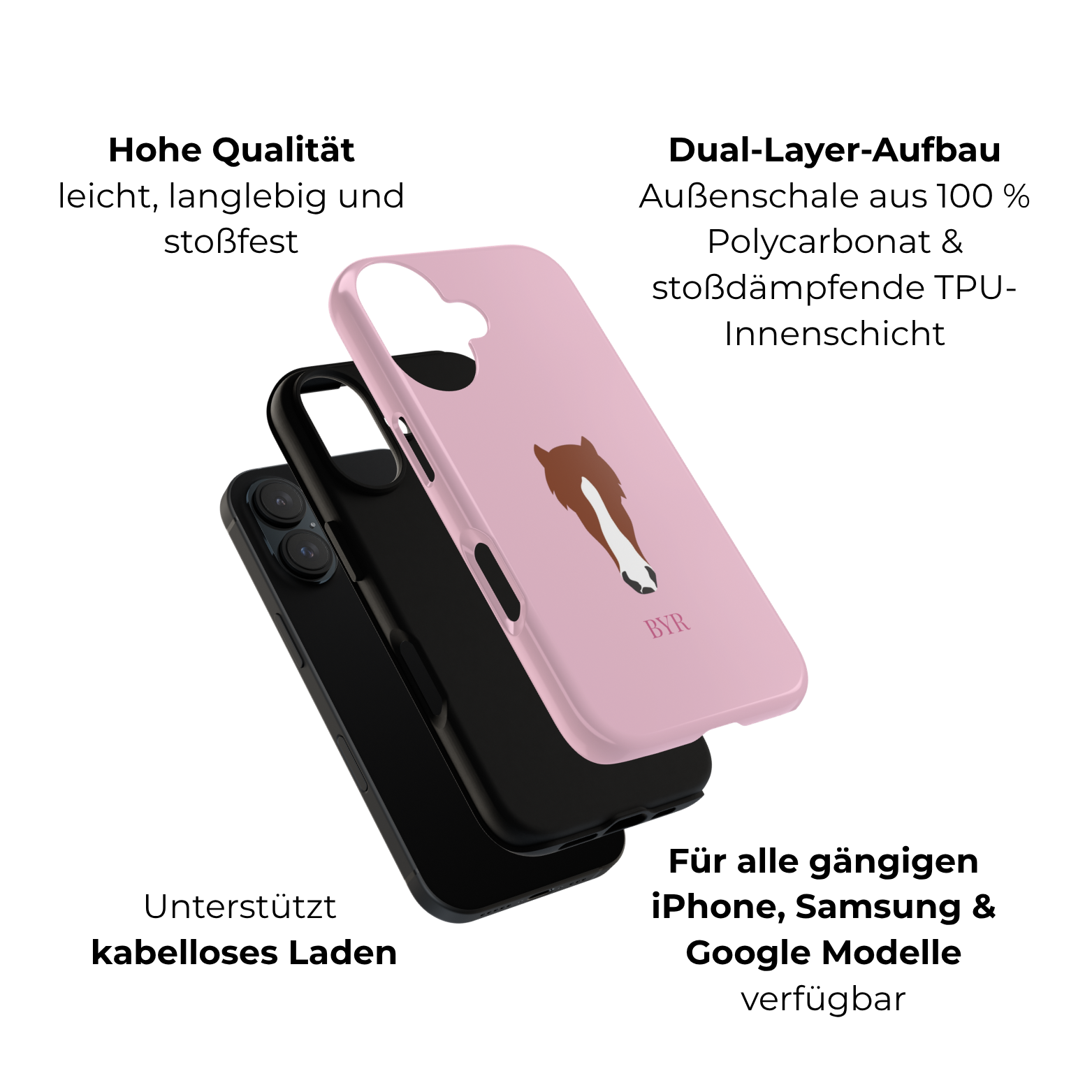 UNIQUE ANIMAL ART EDITION ROSE – Personalisierte Handyhülle mit Dual-Layer-Schutz