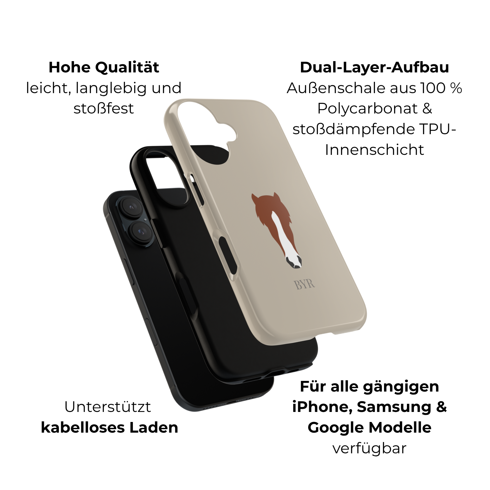 UNIQUE ANIMAL ART EDITION BEIGE – Personalisierte Handyhülle mit Dual-Layer-Schutz