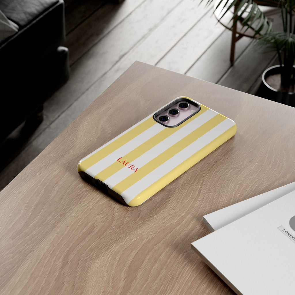 YELLOW STRIPES – Personalisierte Handyhülle mit Dual-Layer-Schutz
