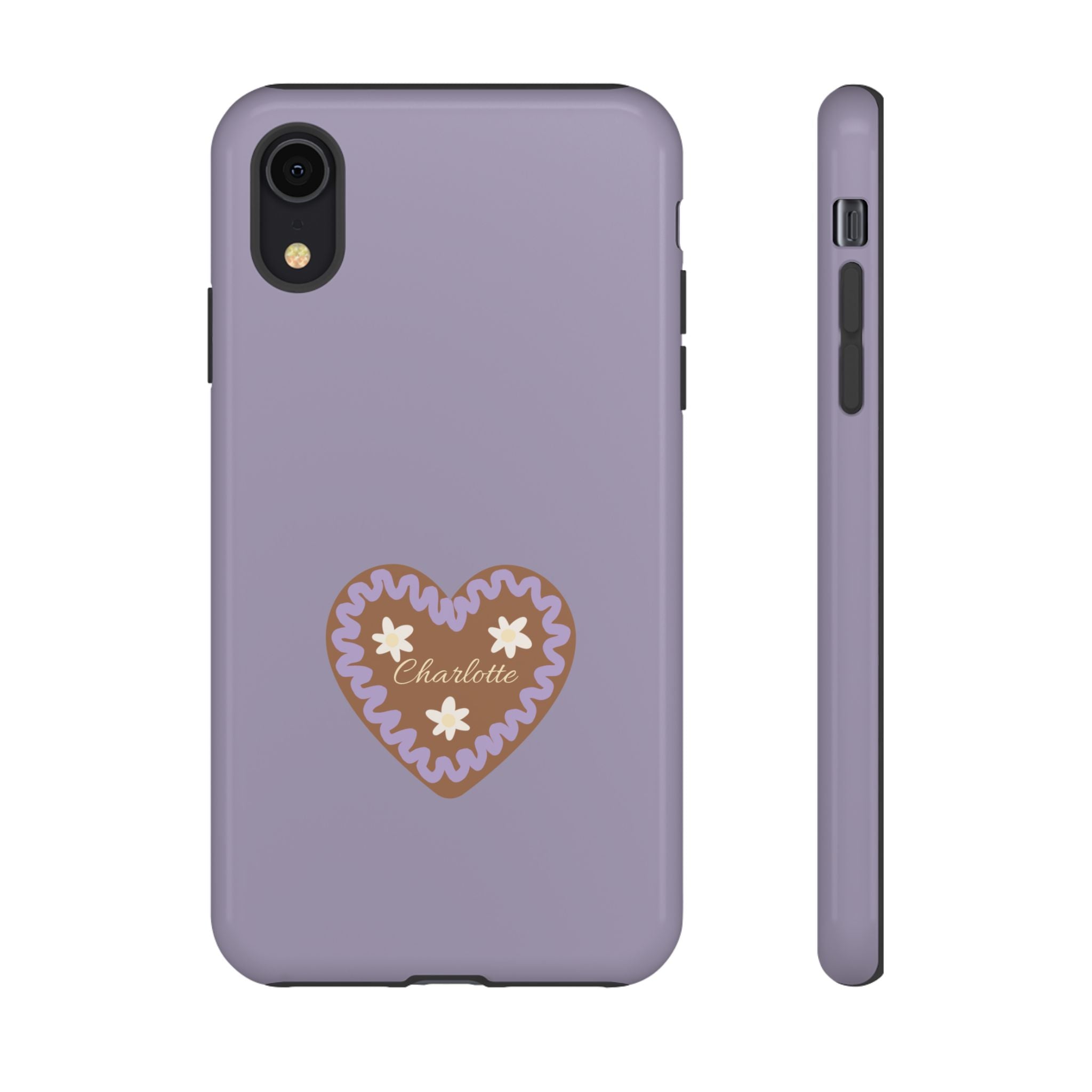WIESNHERZ LAVENDEL – Personalisierte Handyhülle mit Dual-Layer-Schutz