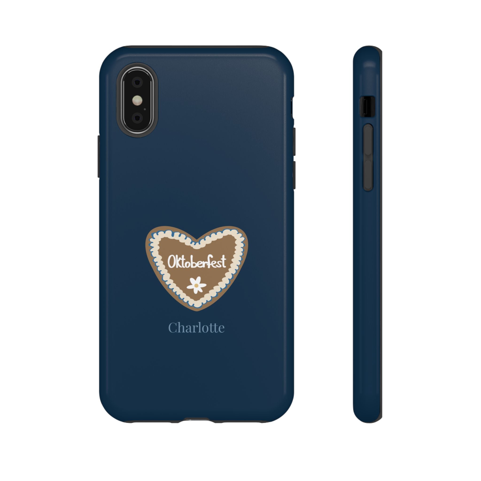 OKTOBERFEST HERZ NACHTBLAU – Personalisierte Handyhülle mit Dual-Layer-Schutz