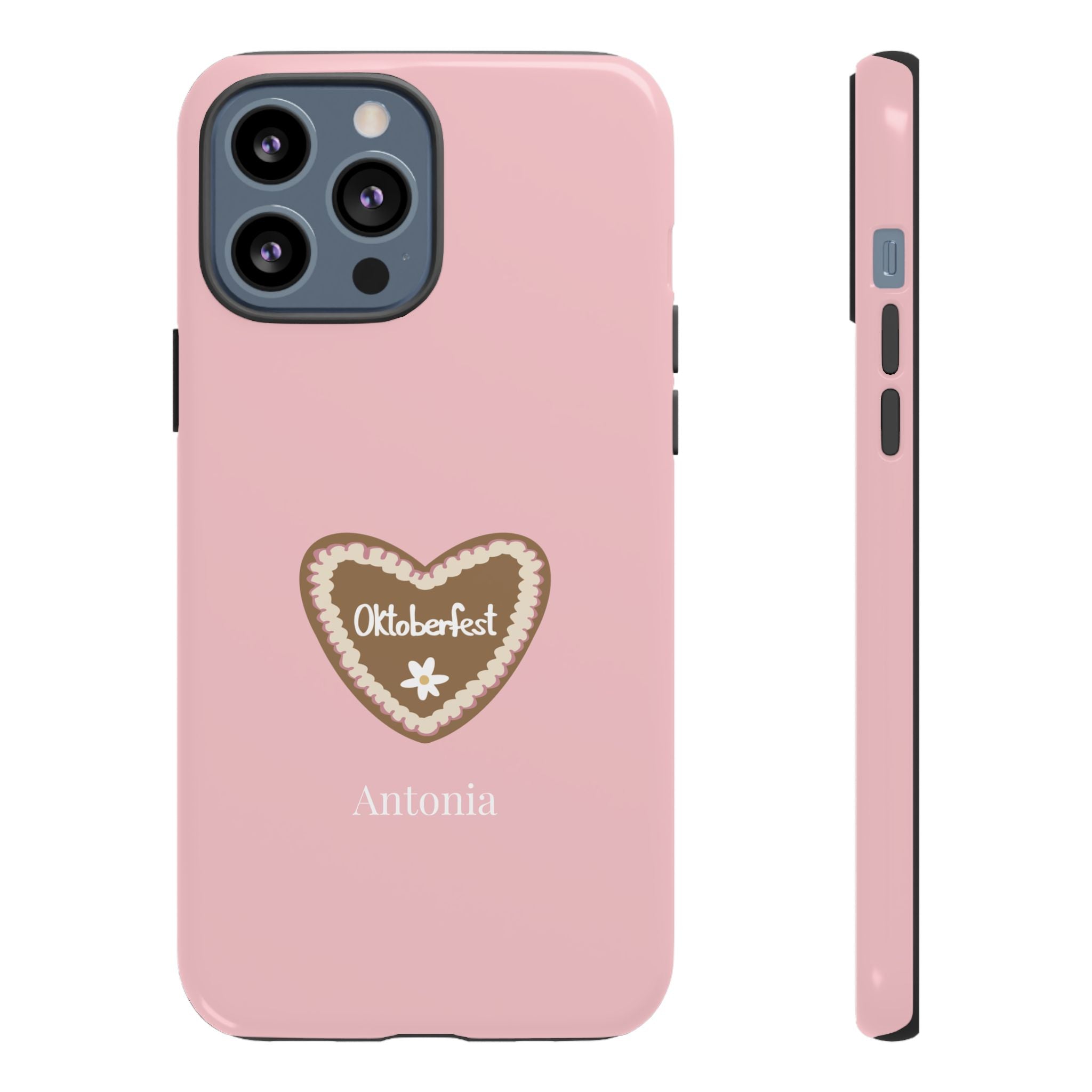 OKTOBERFEST HERZ ROSE – Personalisierte Handyhülle mit Dual-Layer-Schutz