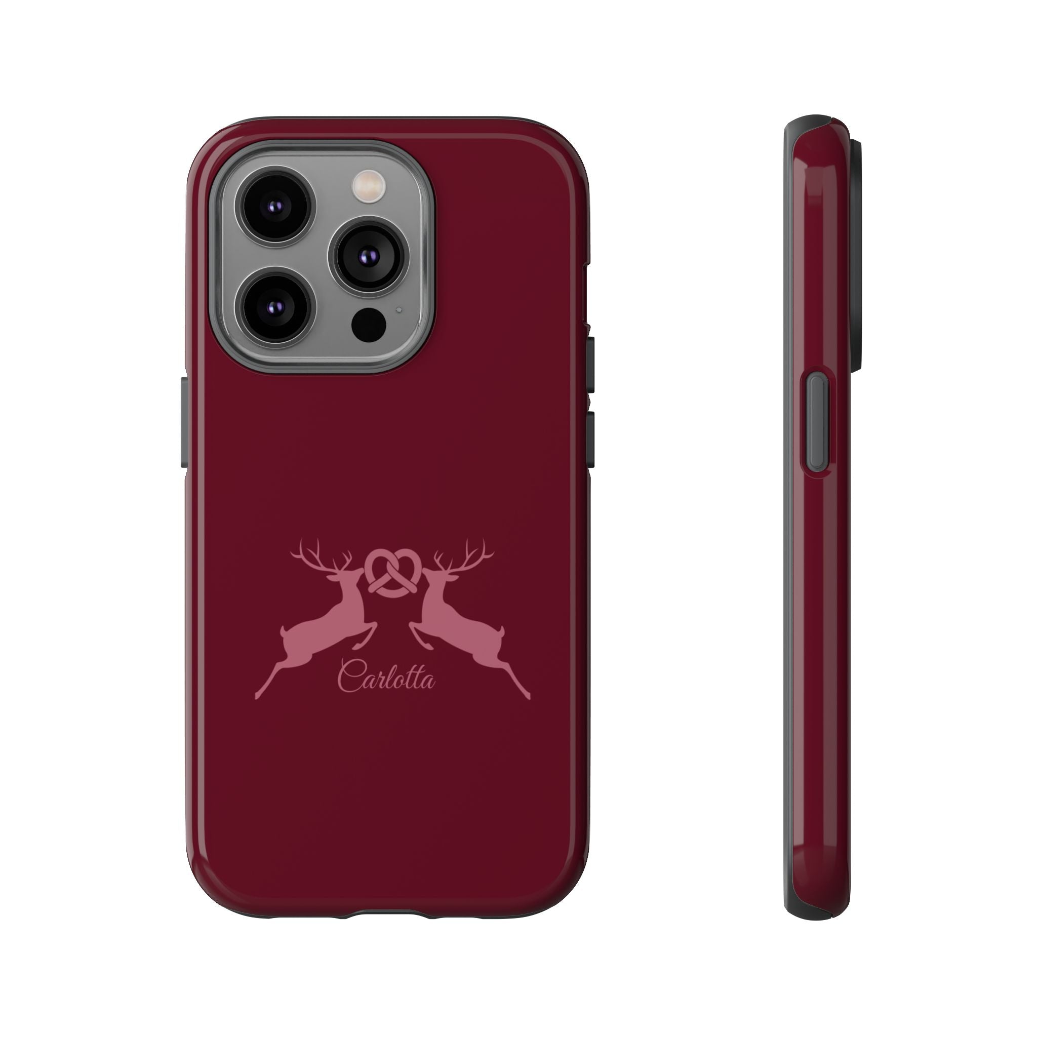 HIRSCH BORDEAUX – Personalisierte Handyhülle mit Dual-Layer-Schutz