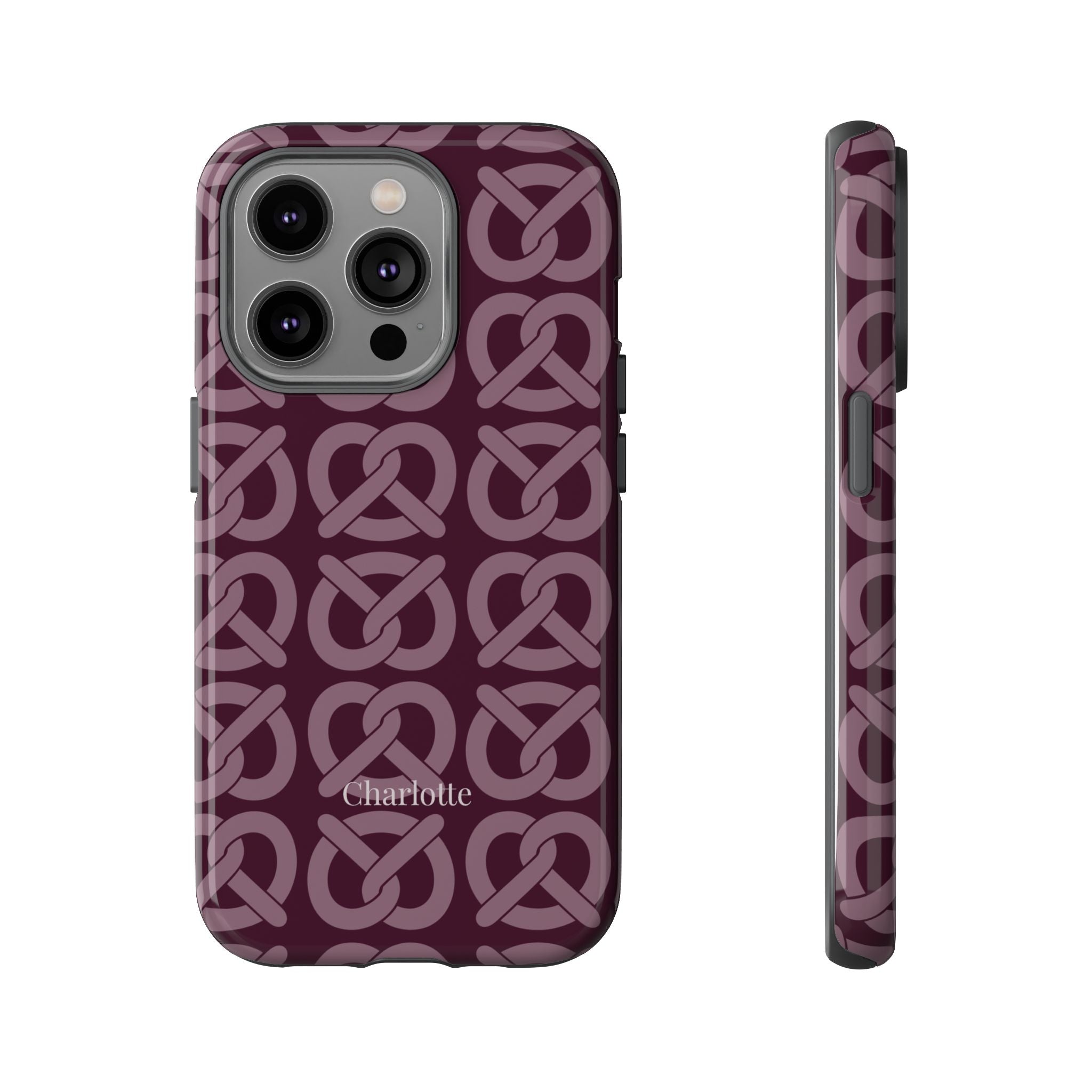 BREZN MONOGRAMM AUBERGINE – Personalisierte Handyhülle mit Dual-Layer-Schutz