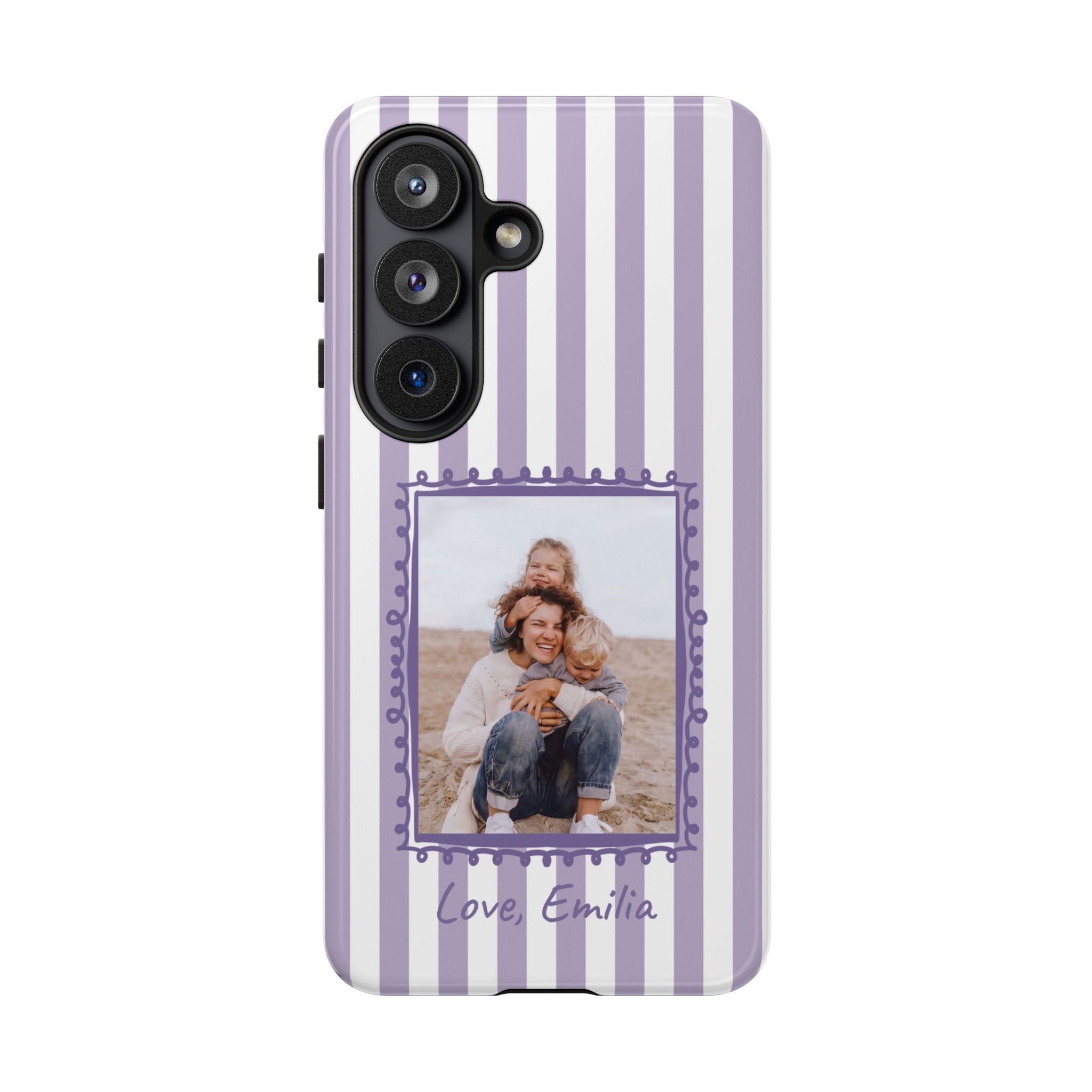 LAVENDER STRIPES PHOTO FRAME – Personalisierte Foto Handyhülle mit Dual-Layer-Schutz