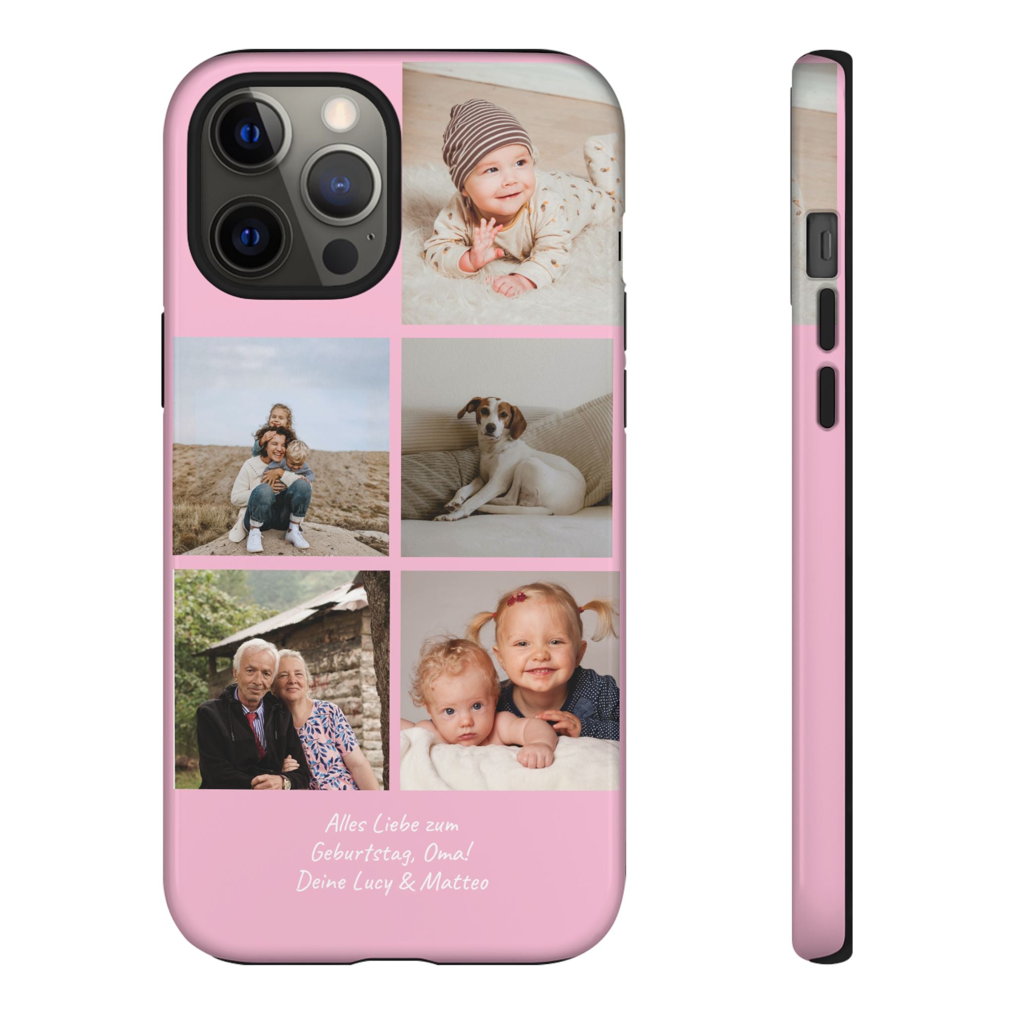 PINK PHOTO COLLAGE – Personalisierte Foto Handyhülle mit Dual-Layer-Schutz