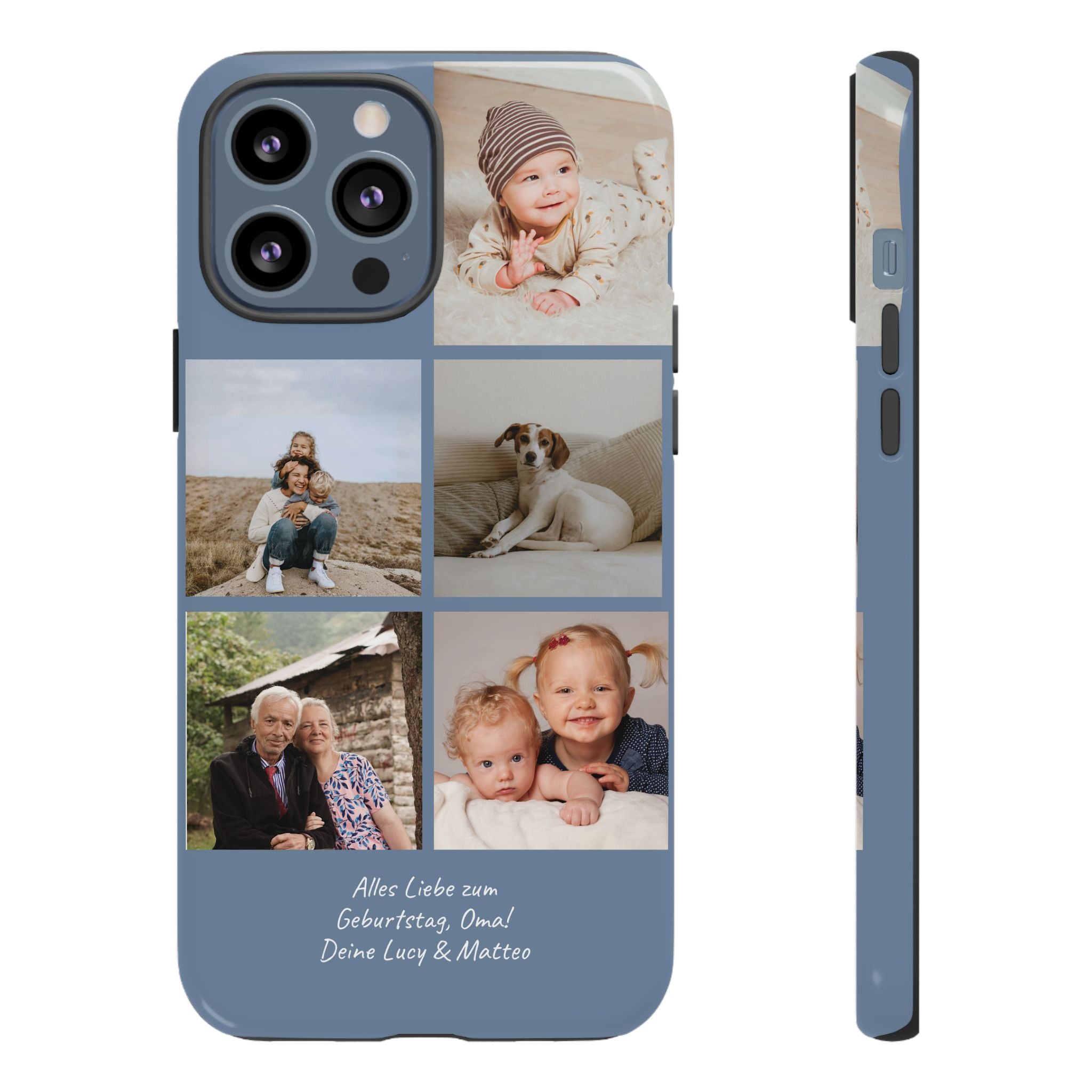 DUSTY BLUE COLLAGE – Personalisierte Foto Handyhülle mit Dual-Layer-Schutz