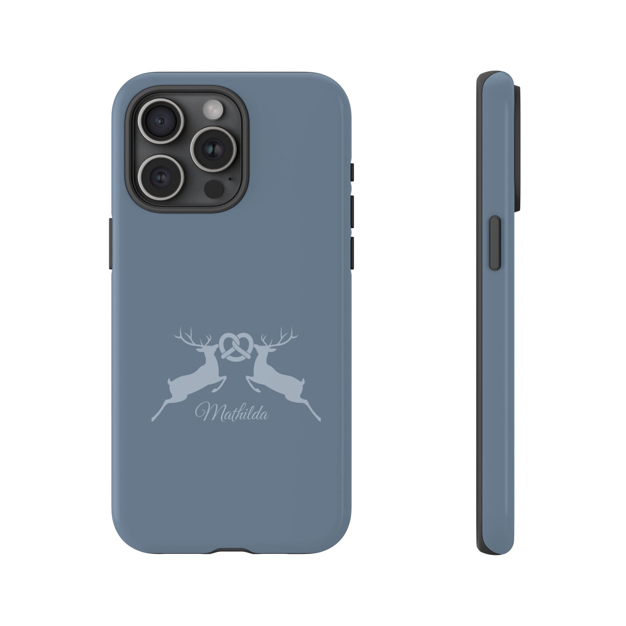 HIRSCH TAUBENBLAU – Personalisierte Handyhülle mit Dual-Layer-Schutz