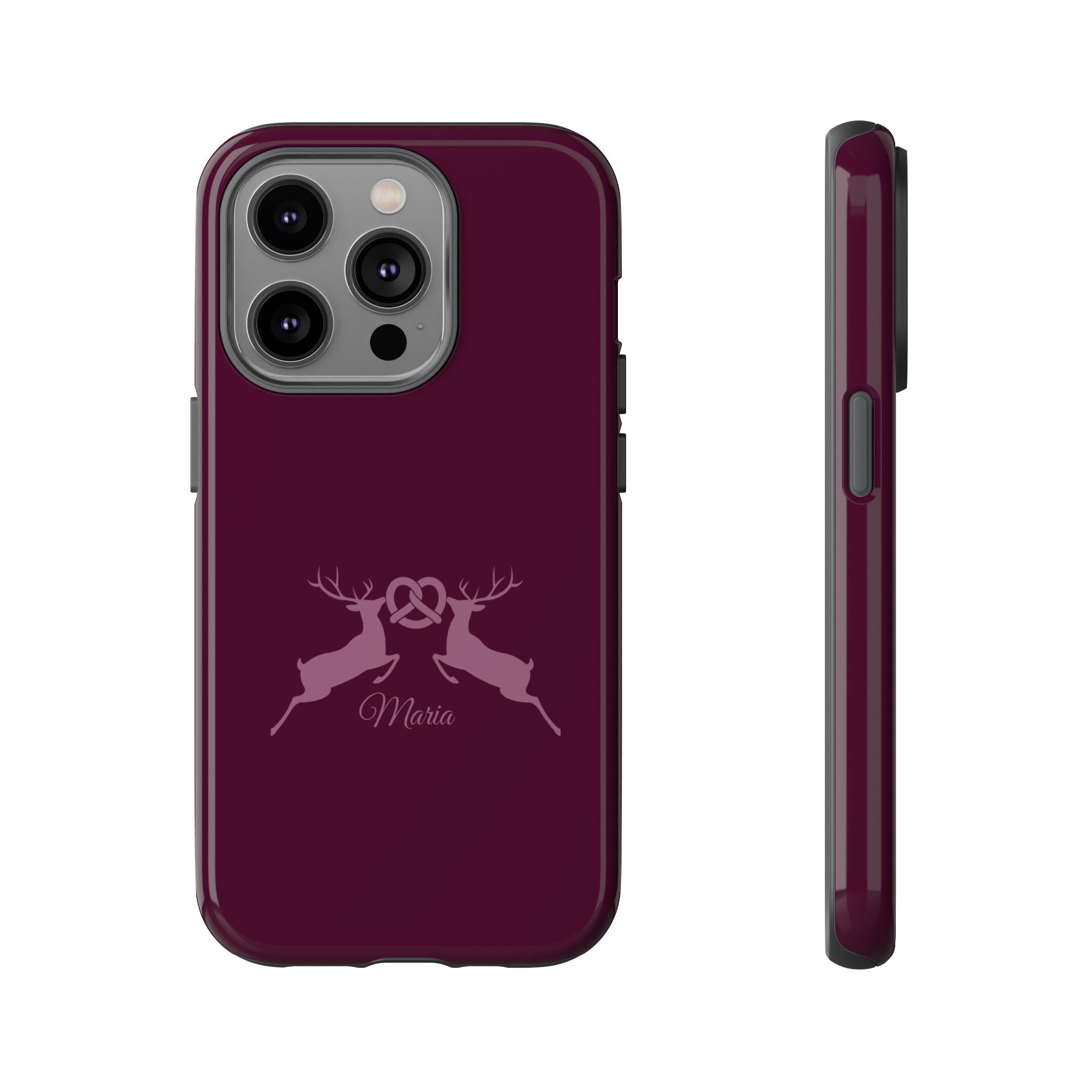 HIRSCH AUBERGINE – Personalisierte Handyhülle mit Dual-Layer-Schutz