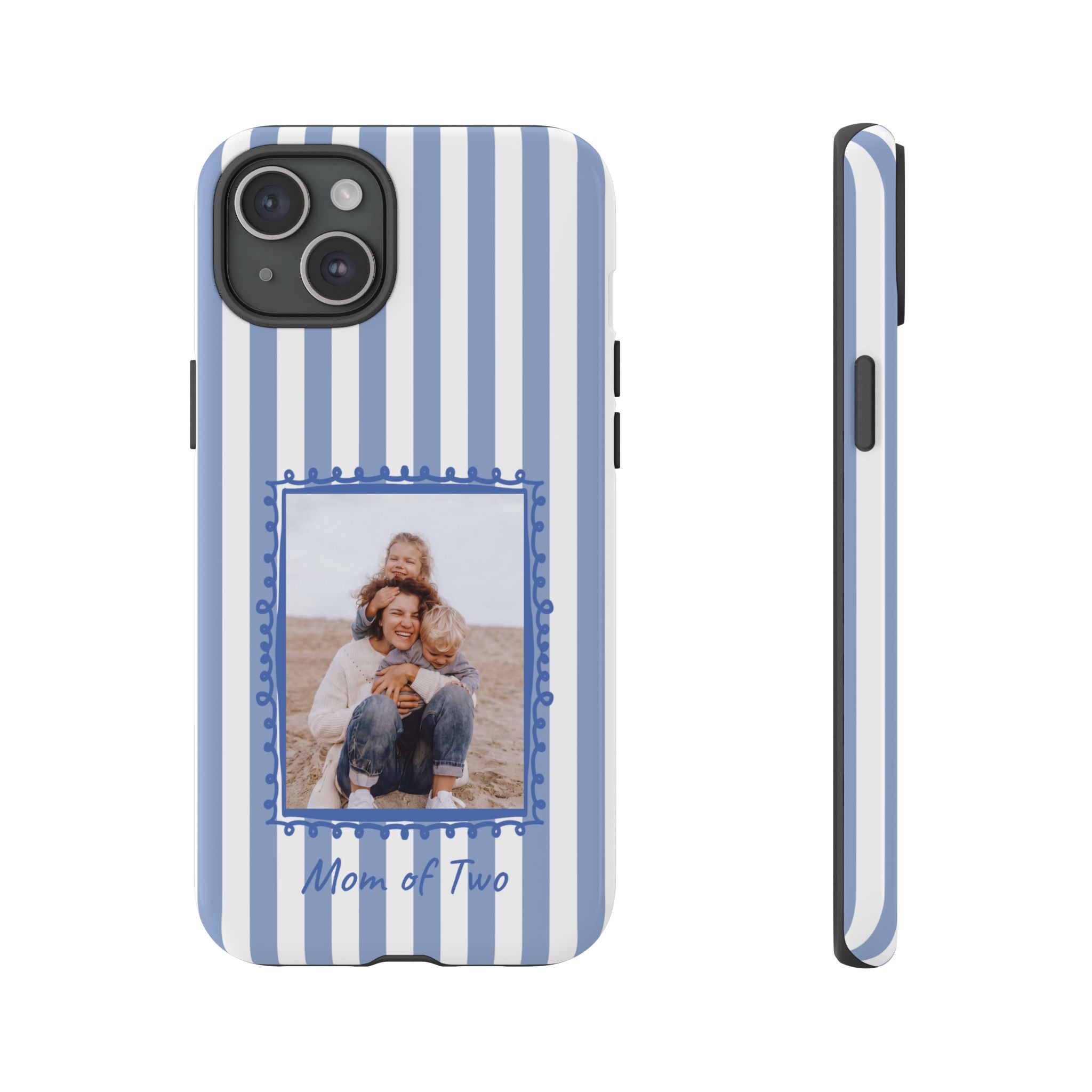 BLUE STRIPES PHOTO FRAME – Personalisierte Foto Handyhülle mit Dual-Layer-Schutz