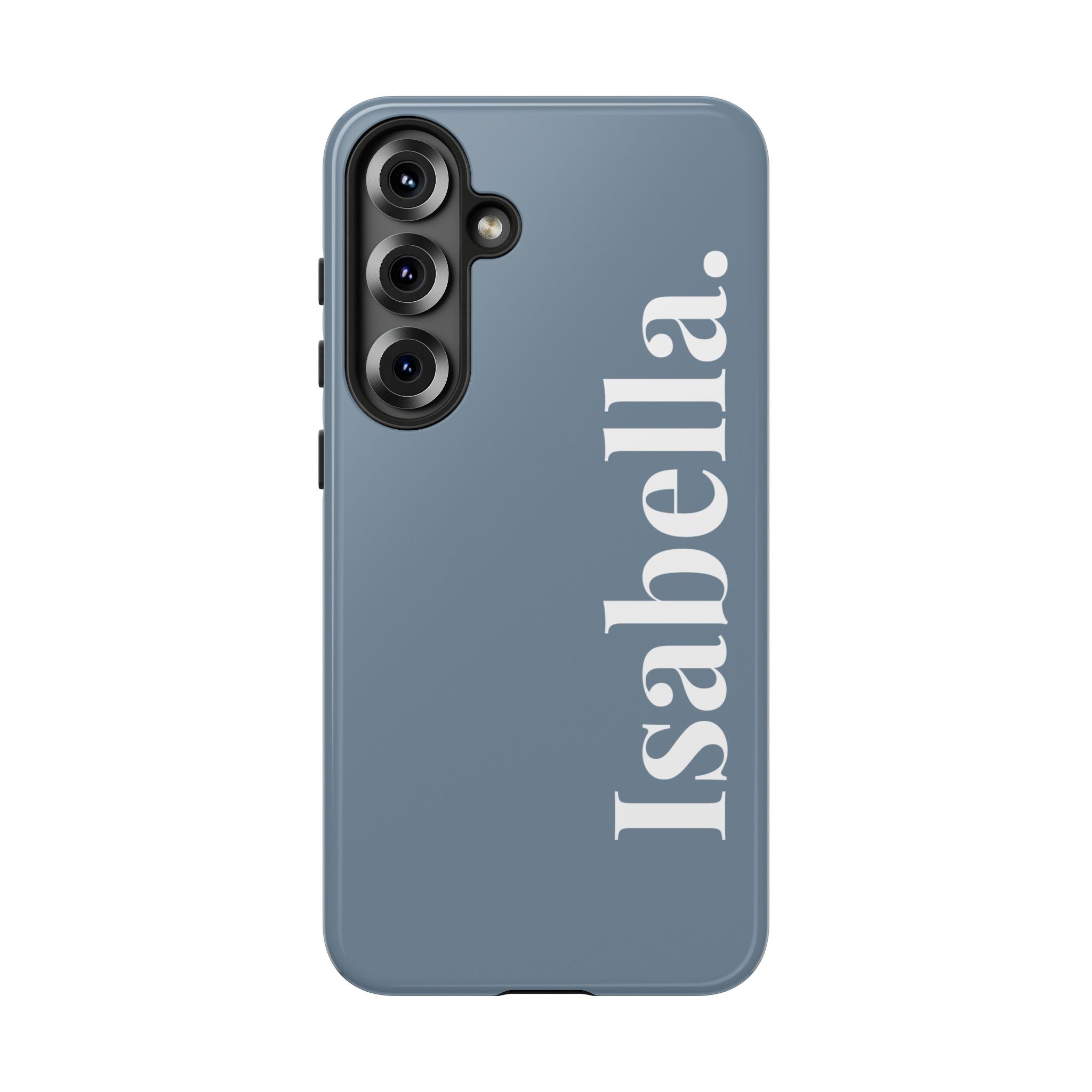 DUSTY BLUE BOLD NAME – Personalisierte Handyhülle mit Dual-Layer-Schutz