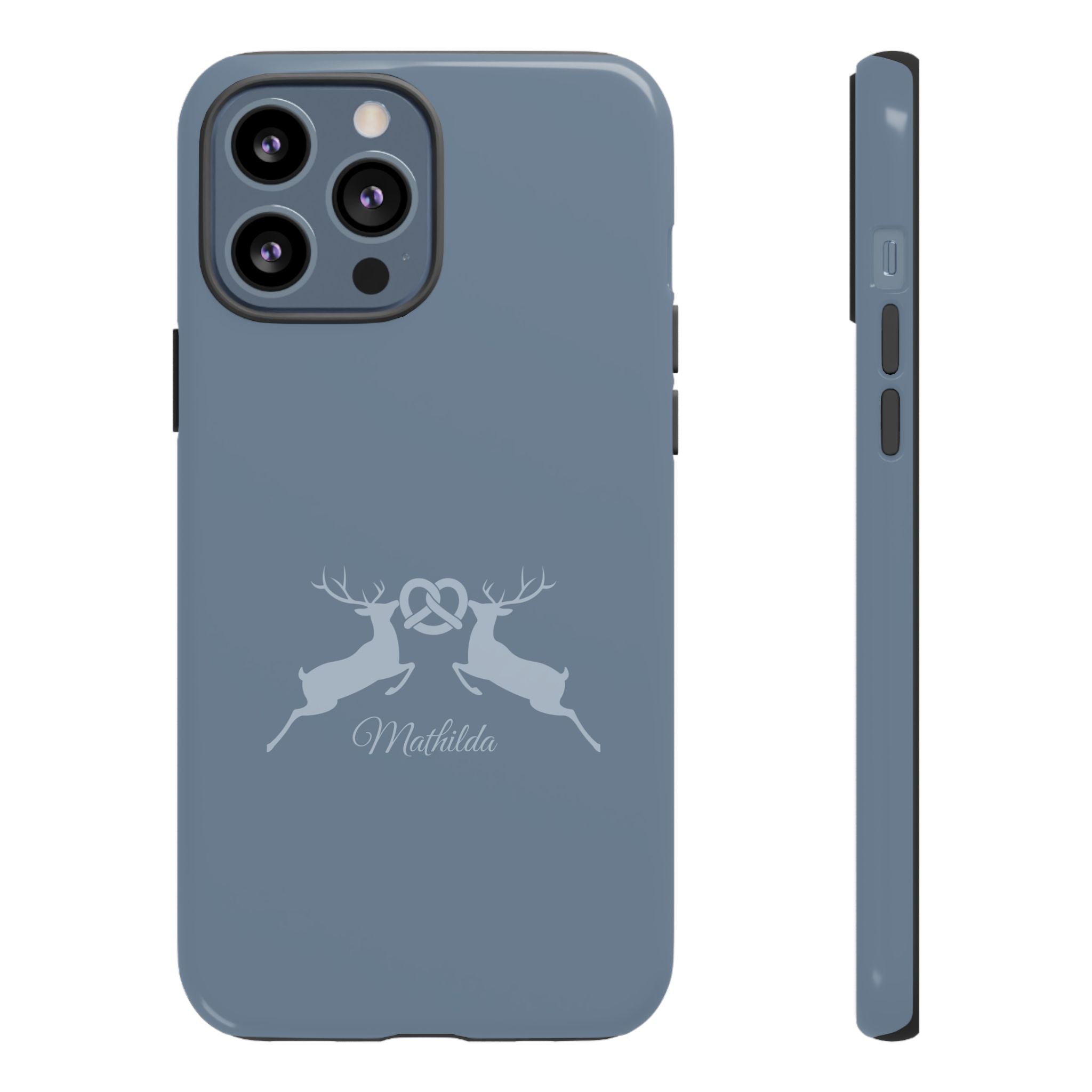 HIRSCH TAUBENBLAU – Personalisierte Handyhülle mit Dual-Layer-Schutz