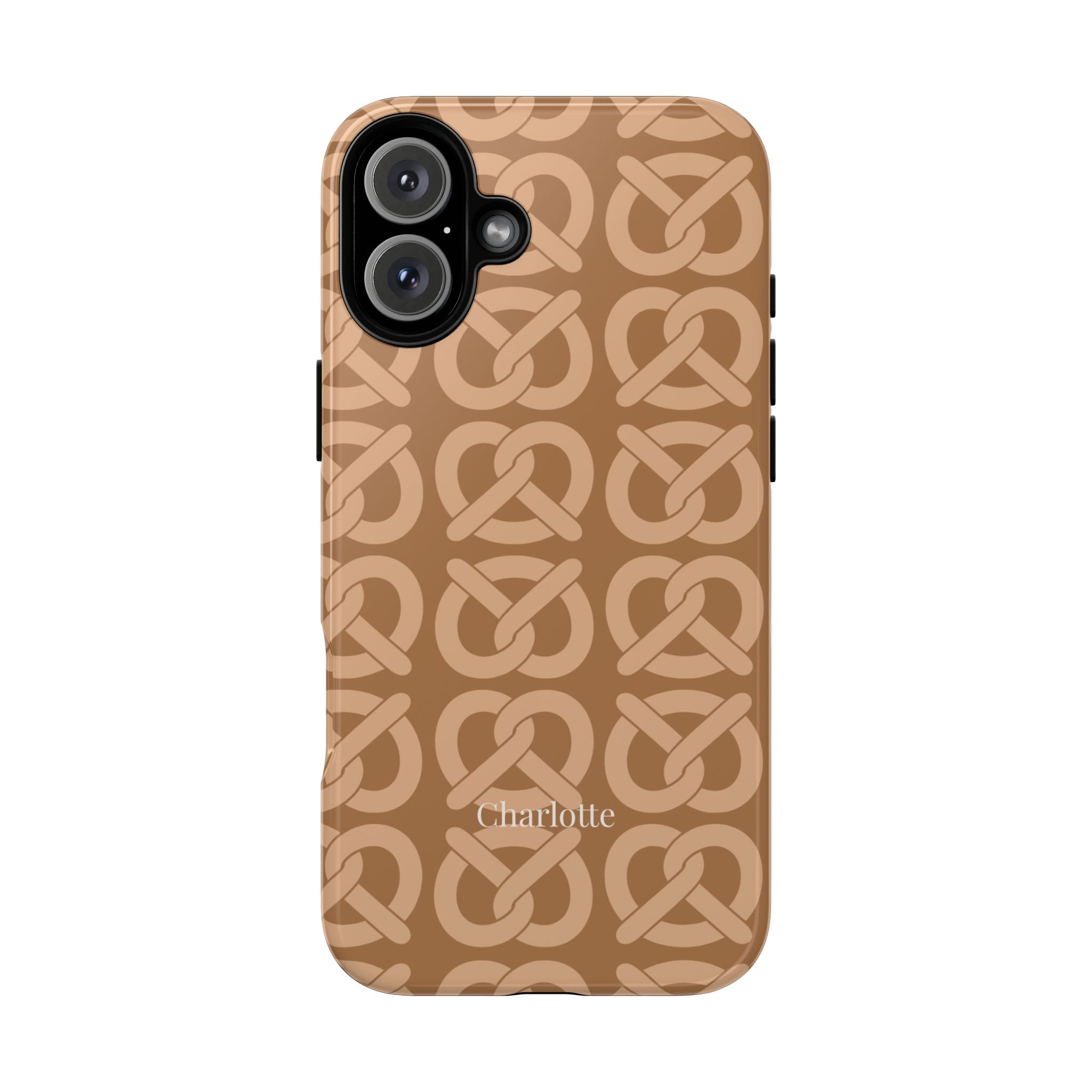 BREZN MONOGRAMM COGNAC – Personalisierte Handyhülle mit Dual-Layer-Schutz