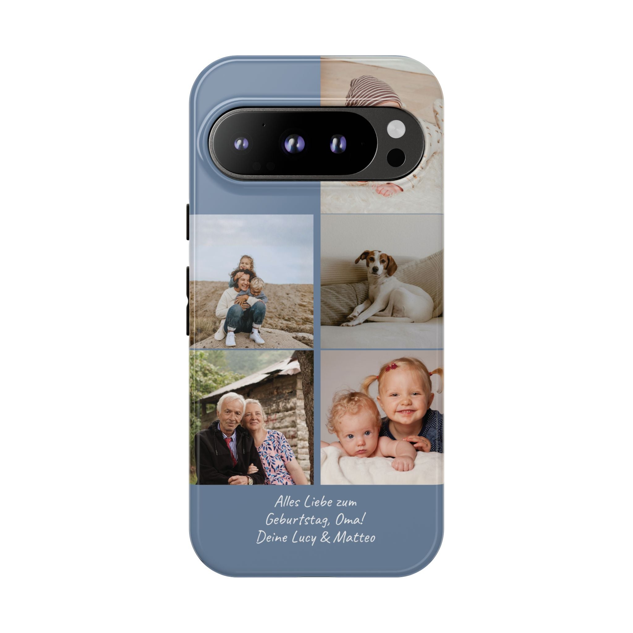 DUSTY BLUE COLLAGE – Personalisierte Foto Handyhülle mit Dual-Layer-Schutz