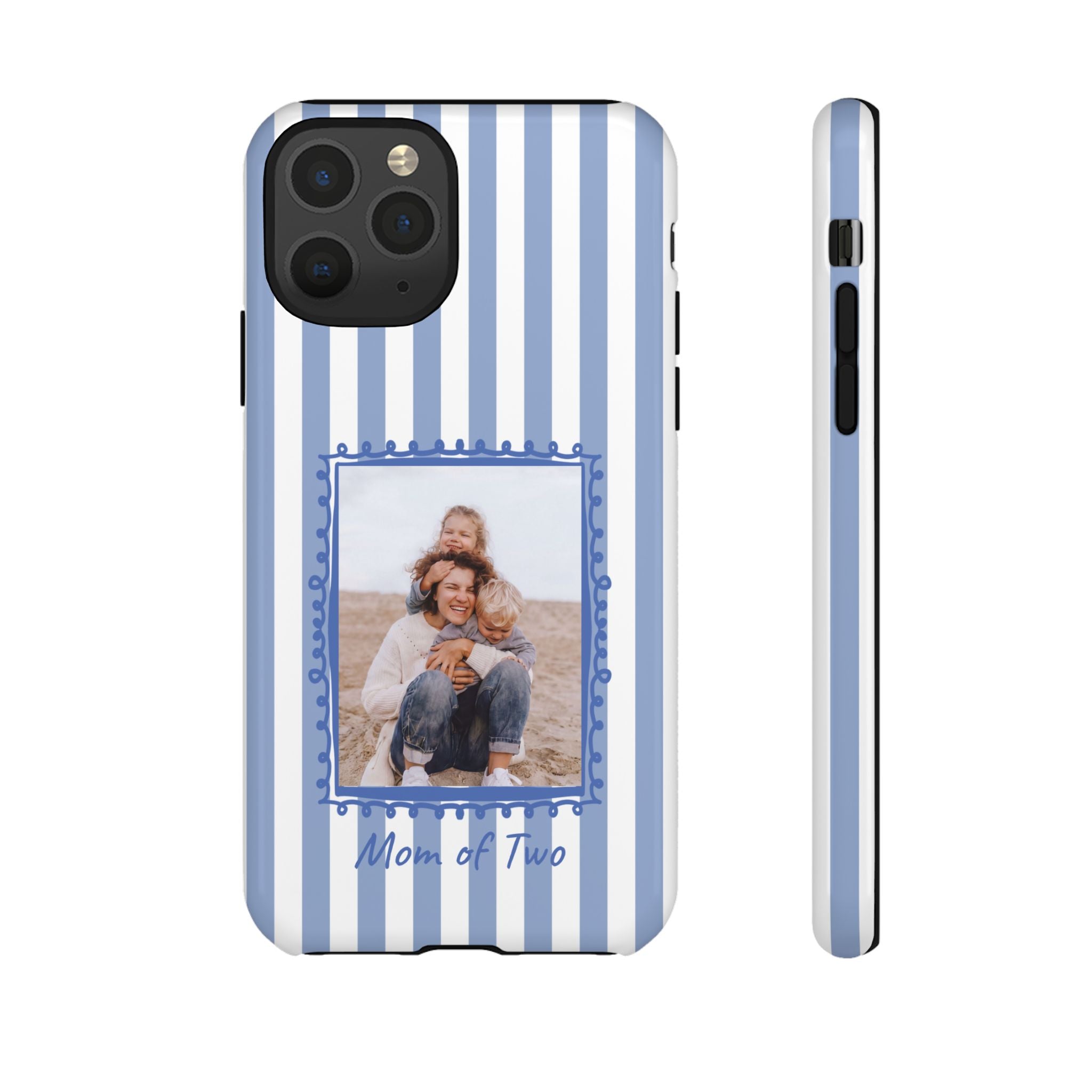 BLUE STRIPES PHOTO FRAME – Personalisierte Foto Handyhülle mit Dual-Layer-Schutz