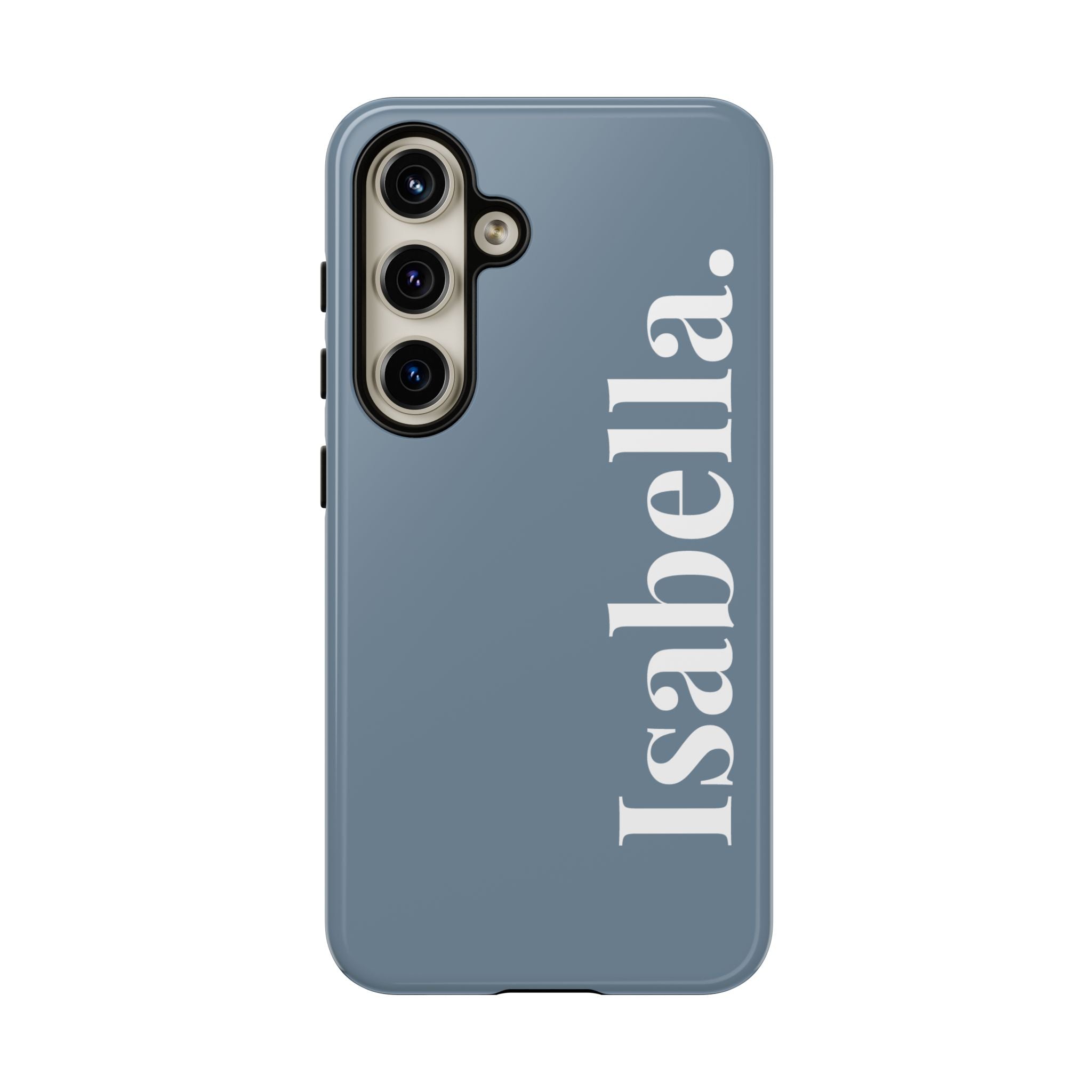 DUSTY BLUE BOLD NAME – Personalisierte Handyhülle mit Dual-Layer-Schutz