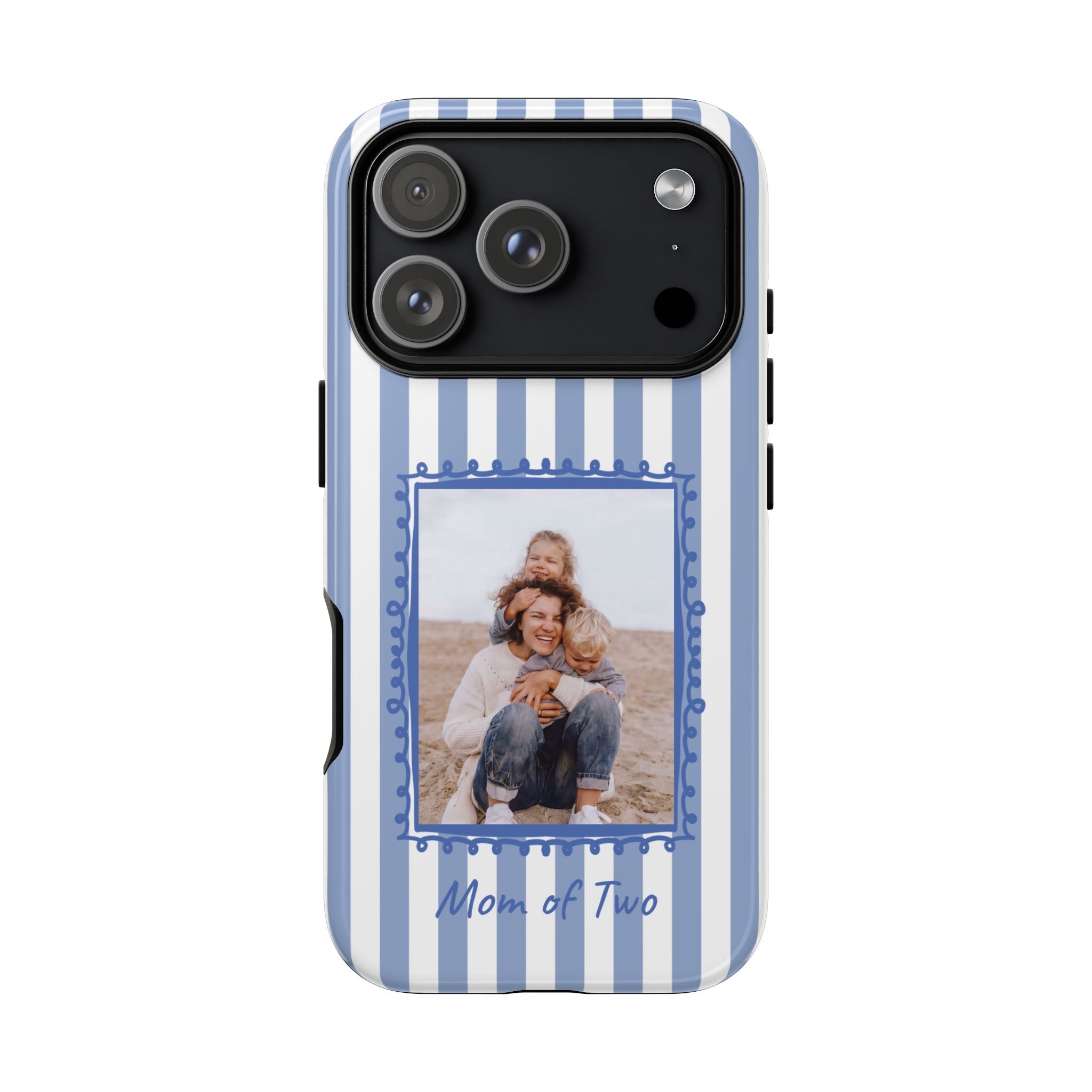 BLUE STRIPES PHOTO FRAME – Personalisierte Foto Handyhülle mit Dual-Layer-Schutz