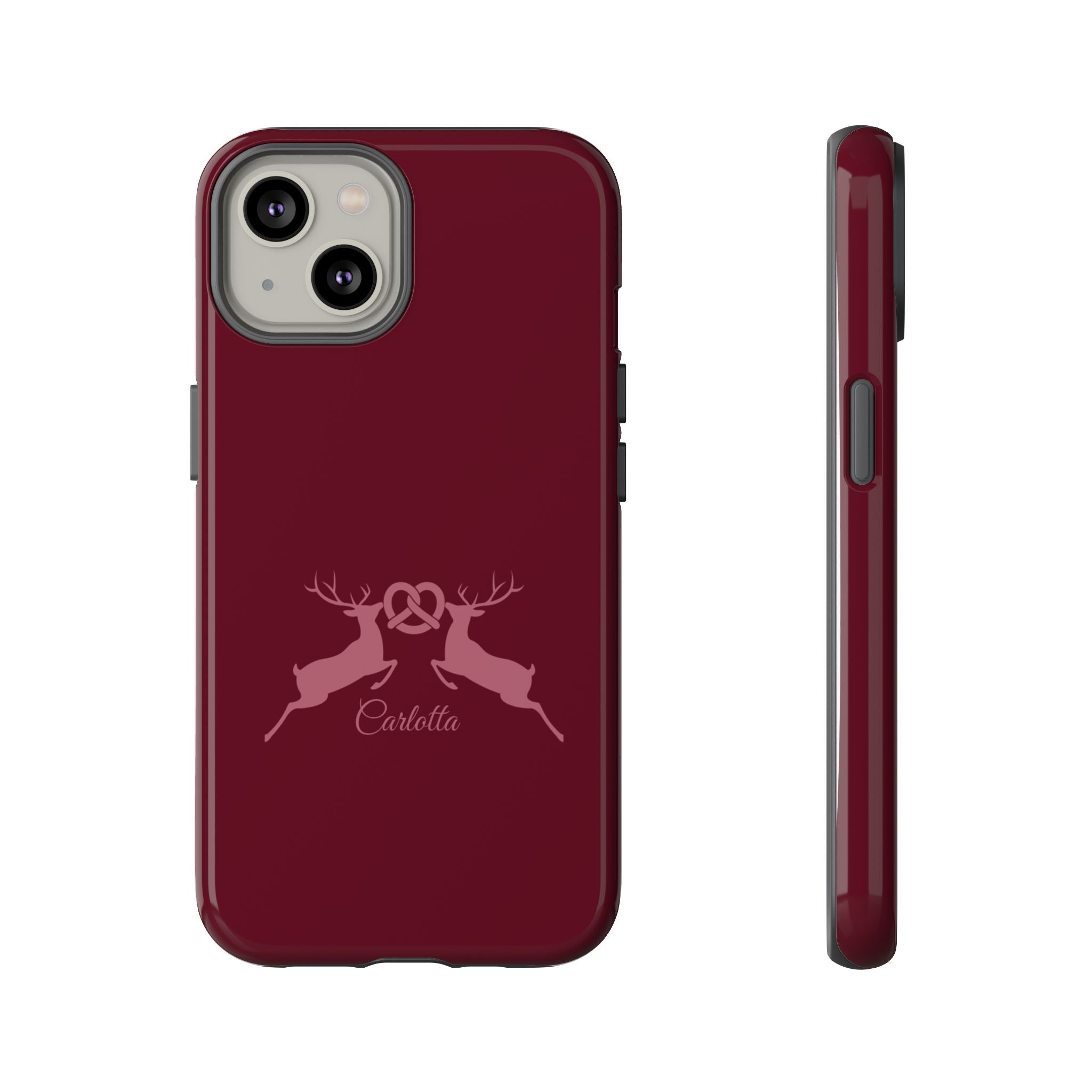 HIRSCH BORDEAUX – Personalisierte Handyhülle mit Dual-Layer-Schutz