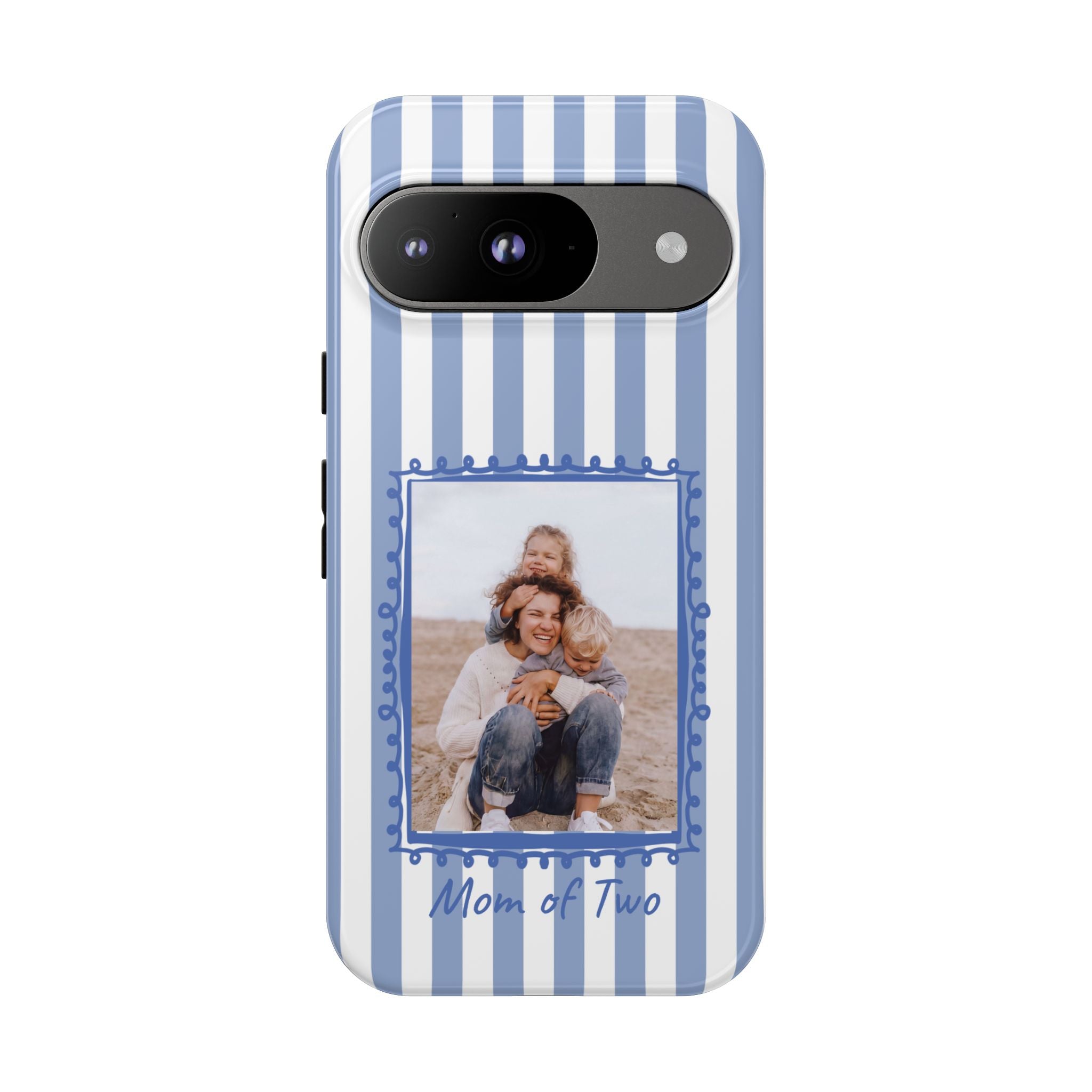 BLUE STRIPES PHOTO FRAME – Personalisierte Foto Handyhülle mit Dual-Layer-Schutz