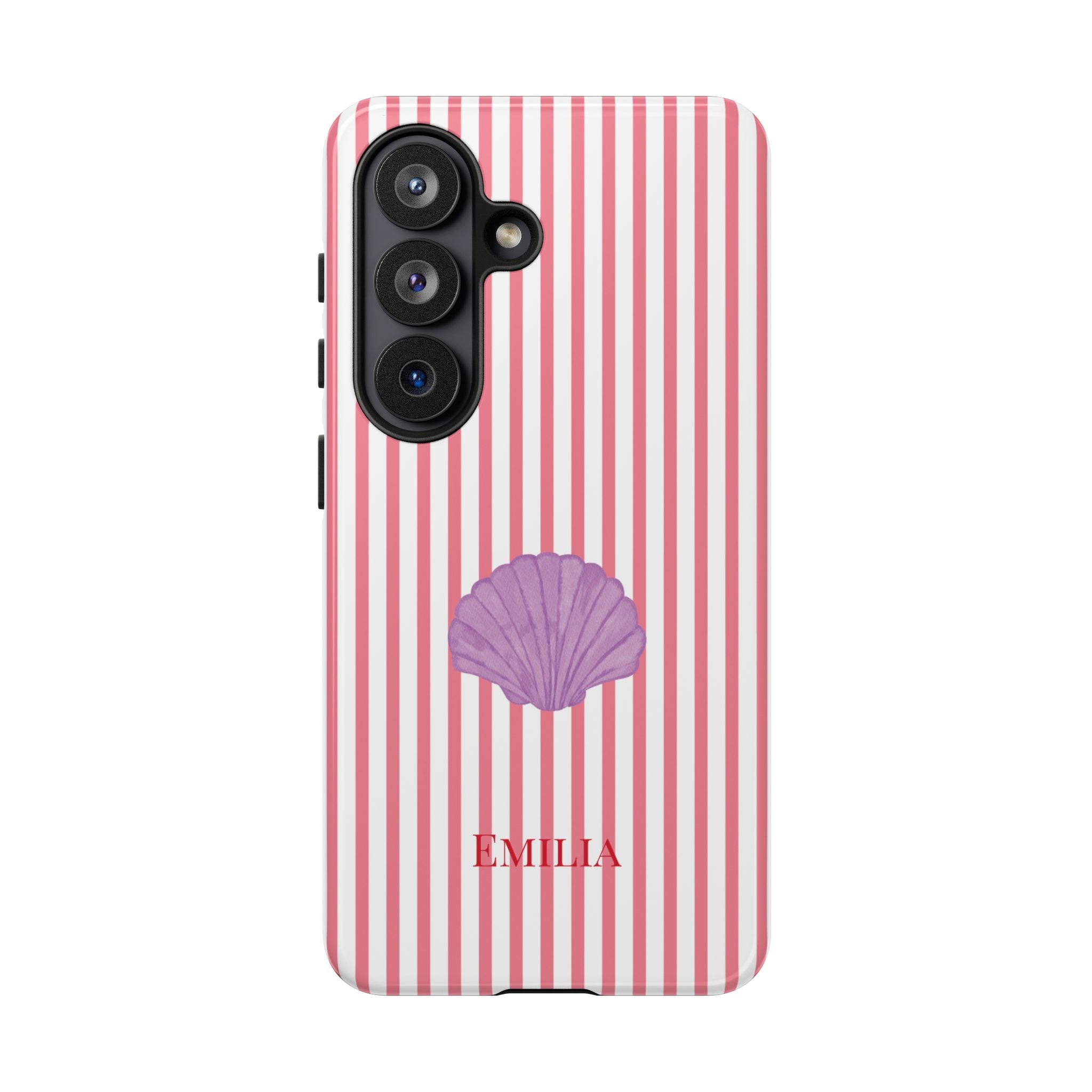 SHELL PINK STRIPES – Personalisierte Handyhülle mit Dual-Layer-Schutz