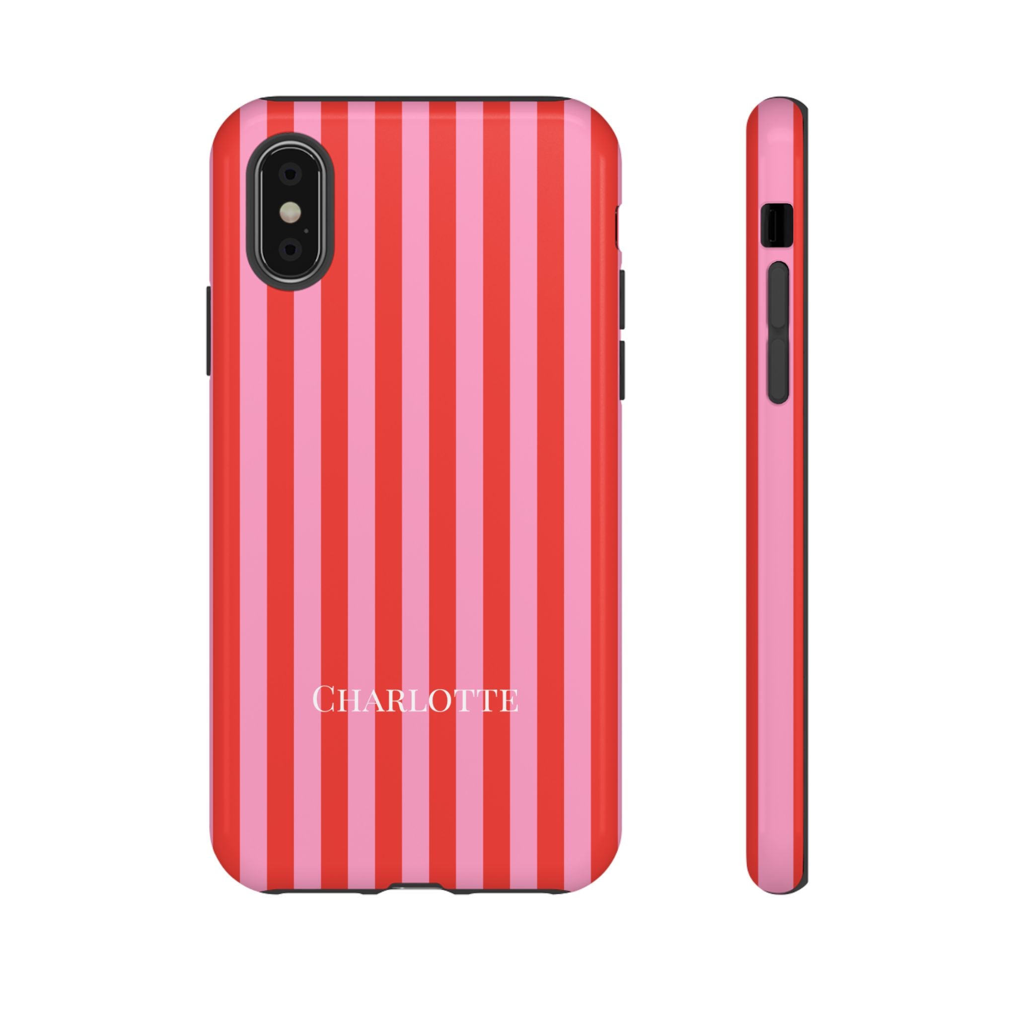 PINK STRIPES – Personalisierte Handyhülle mit Dual-Layer-Schutz