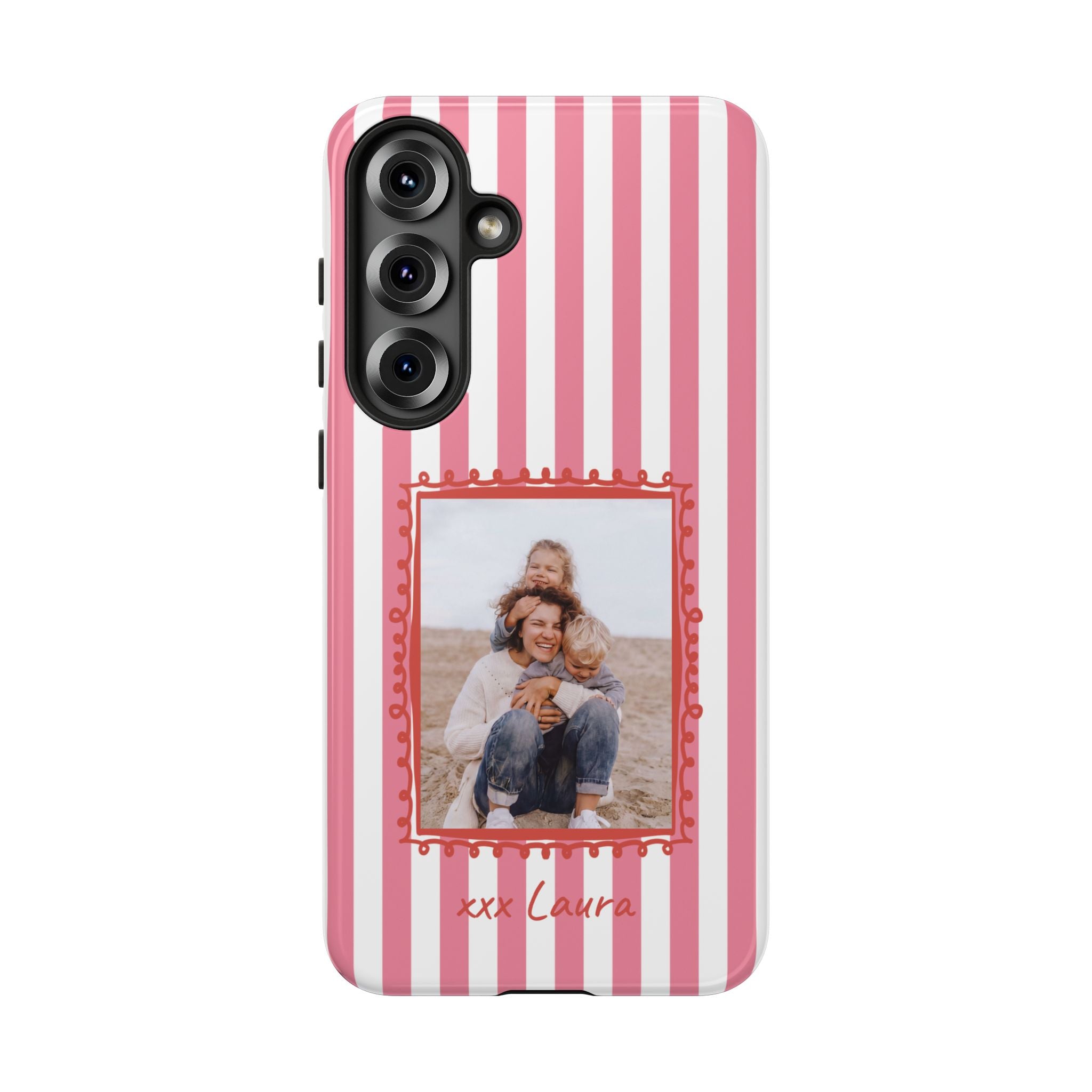 PINK STRIPES PHOTO FRAME – Personalisierte Foto Handyhülle mit Dual-Layer-Schutz