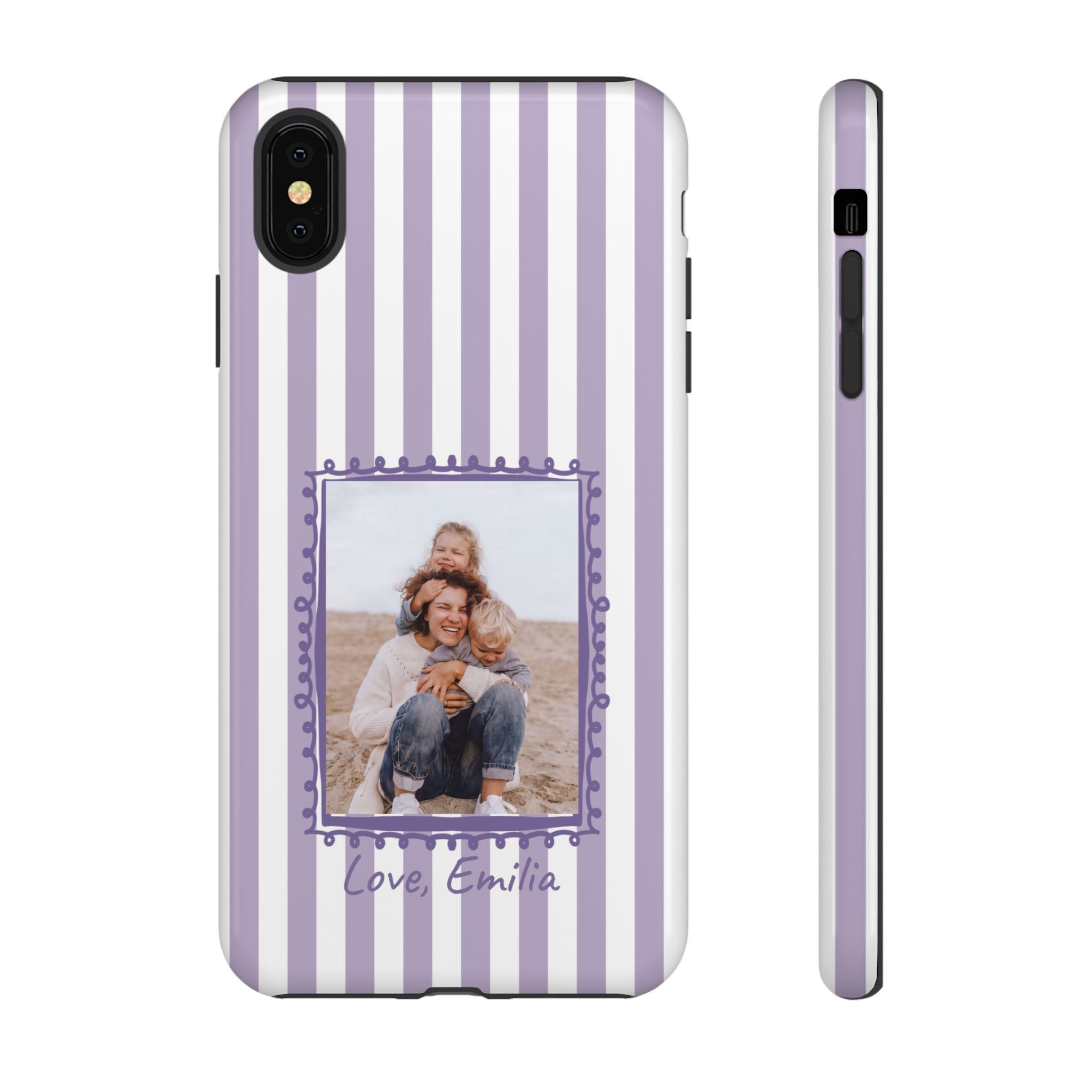 LAVENDER STRIPES PHOTO FRAME – Personalisierte Foto Handyhülle mit Dual-Layer-Schutz
