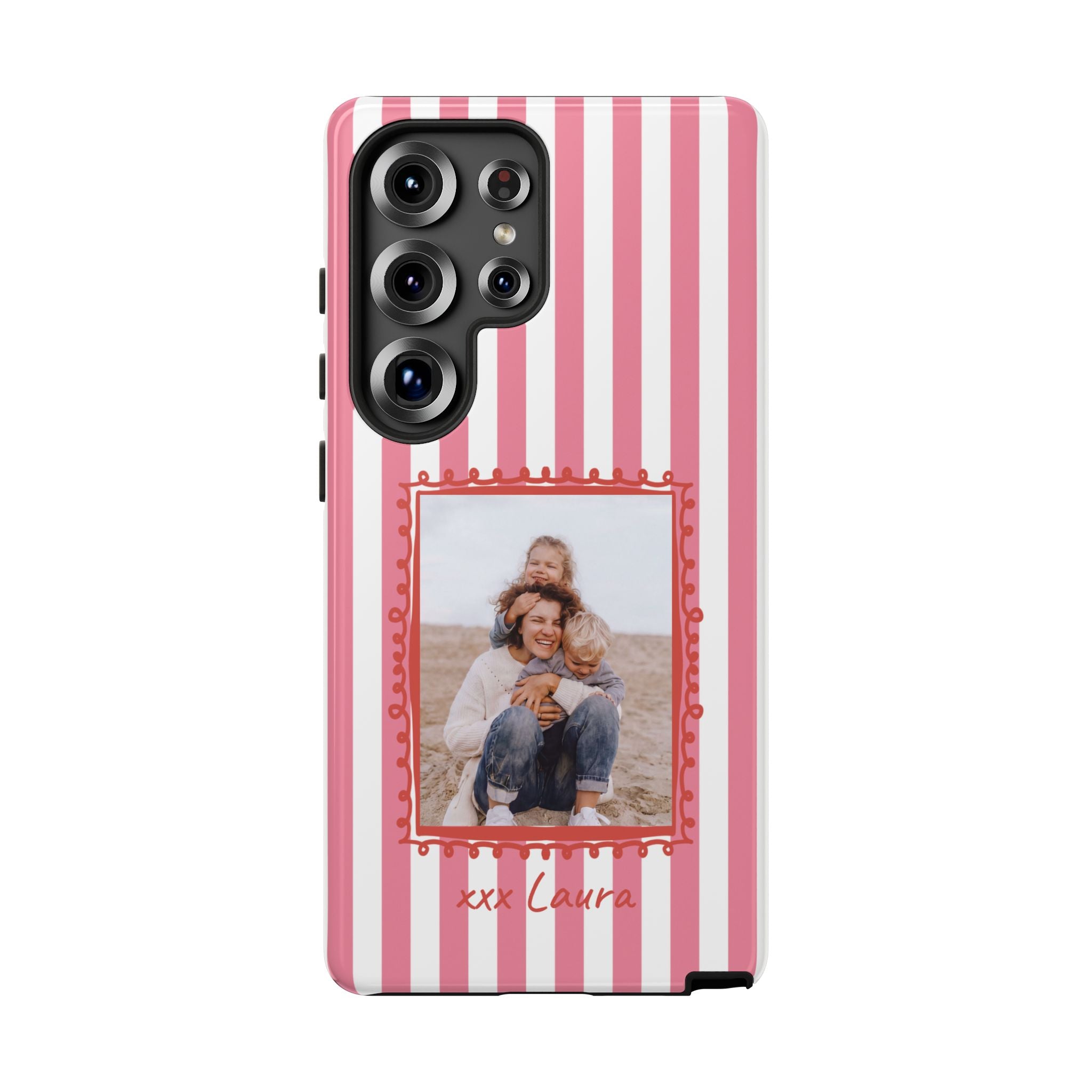 PINK STRIPES PHOTO FRAME – Personalisierte Foto Handyhülle mit Dual-Layer-Schutz