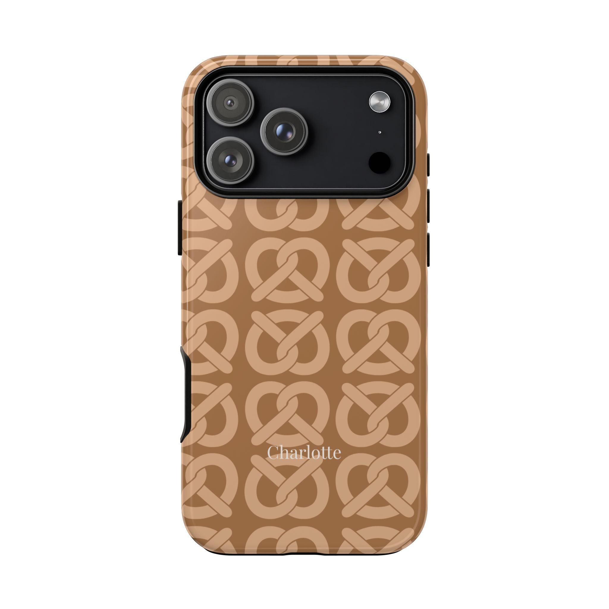 BREZN MONOGRAMM COGNAC – Personalisierte Handyhülle mit Dual-Layer-Schutz