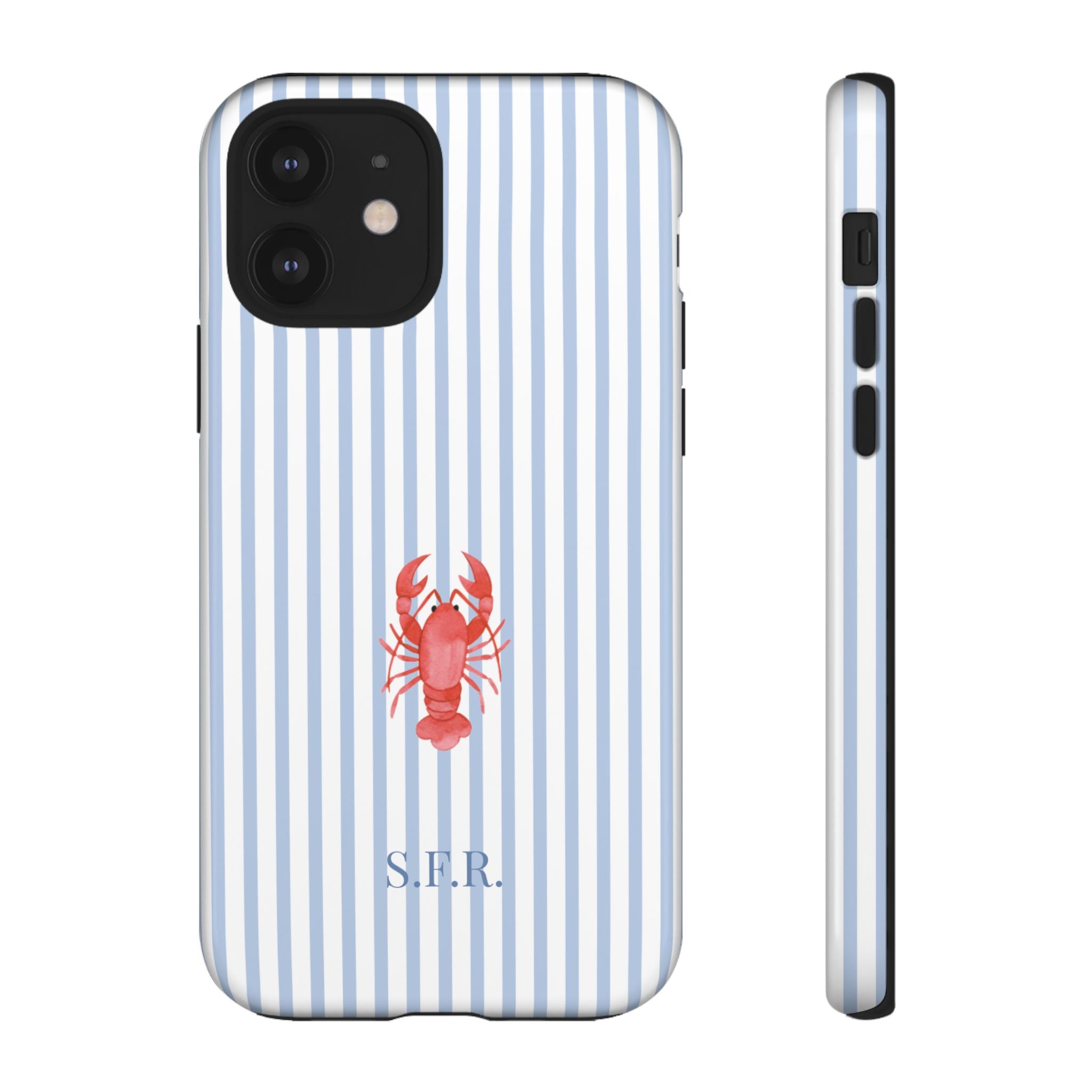LOBSTER LIGHT BLUE STRIPES – Personalisierte Handyhülle mit Dual-Layer-Schutz