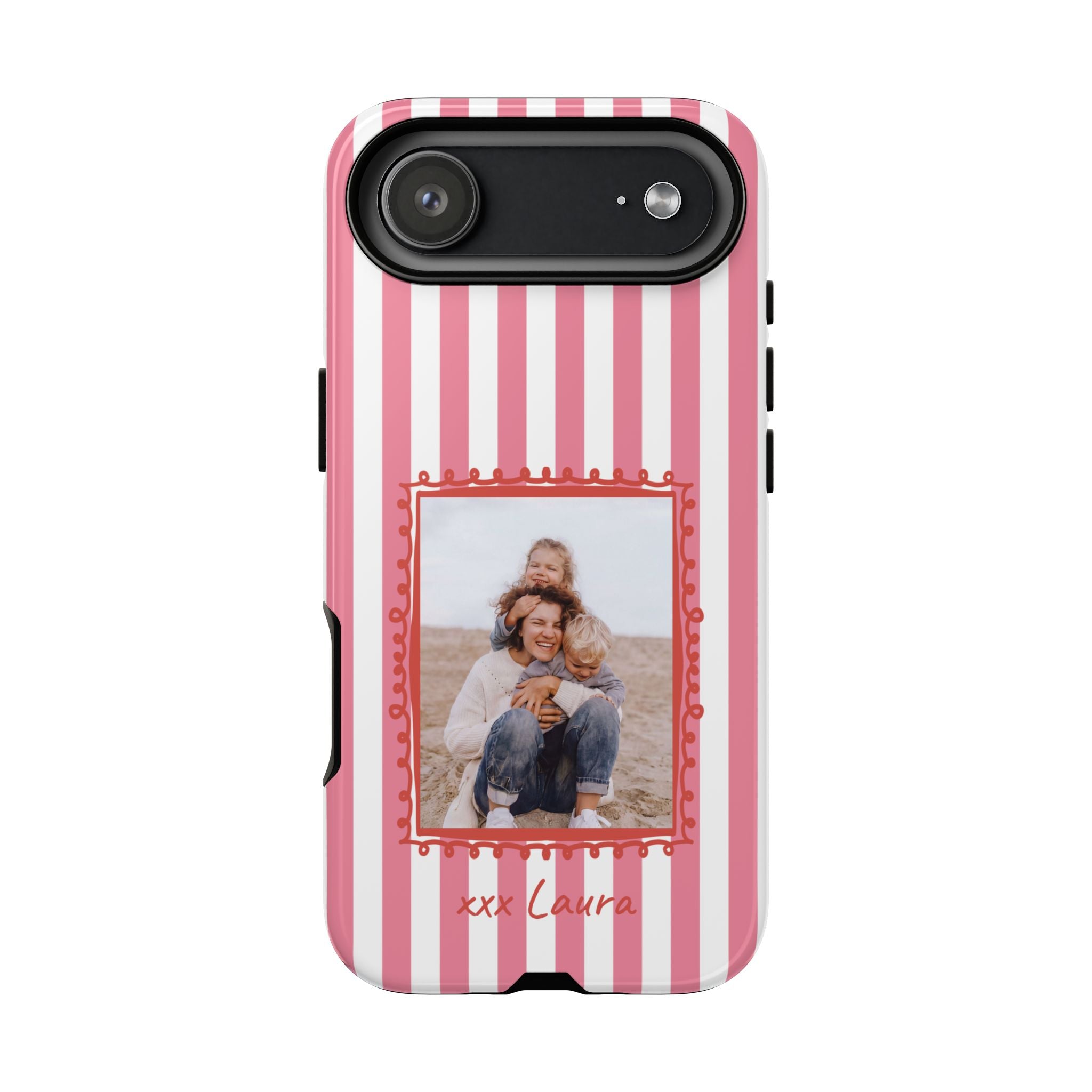 PINK STRIPES PHOTO FRAME – Personalisierte Foto Handyhülle mit Dual-Layer-Schutz