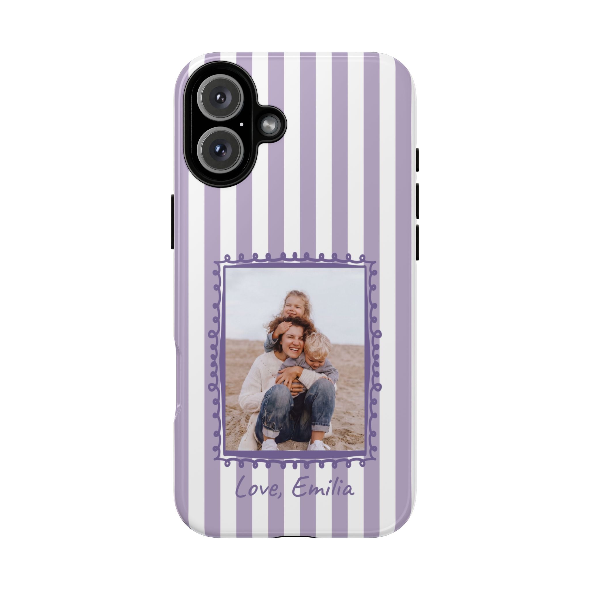 LAVENDER STRIPES PHOTO FRAME – Personalisierte Foto Handyhülle mit Dual-Layer-Schutz