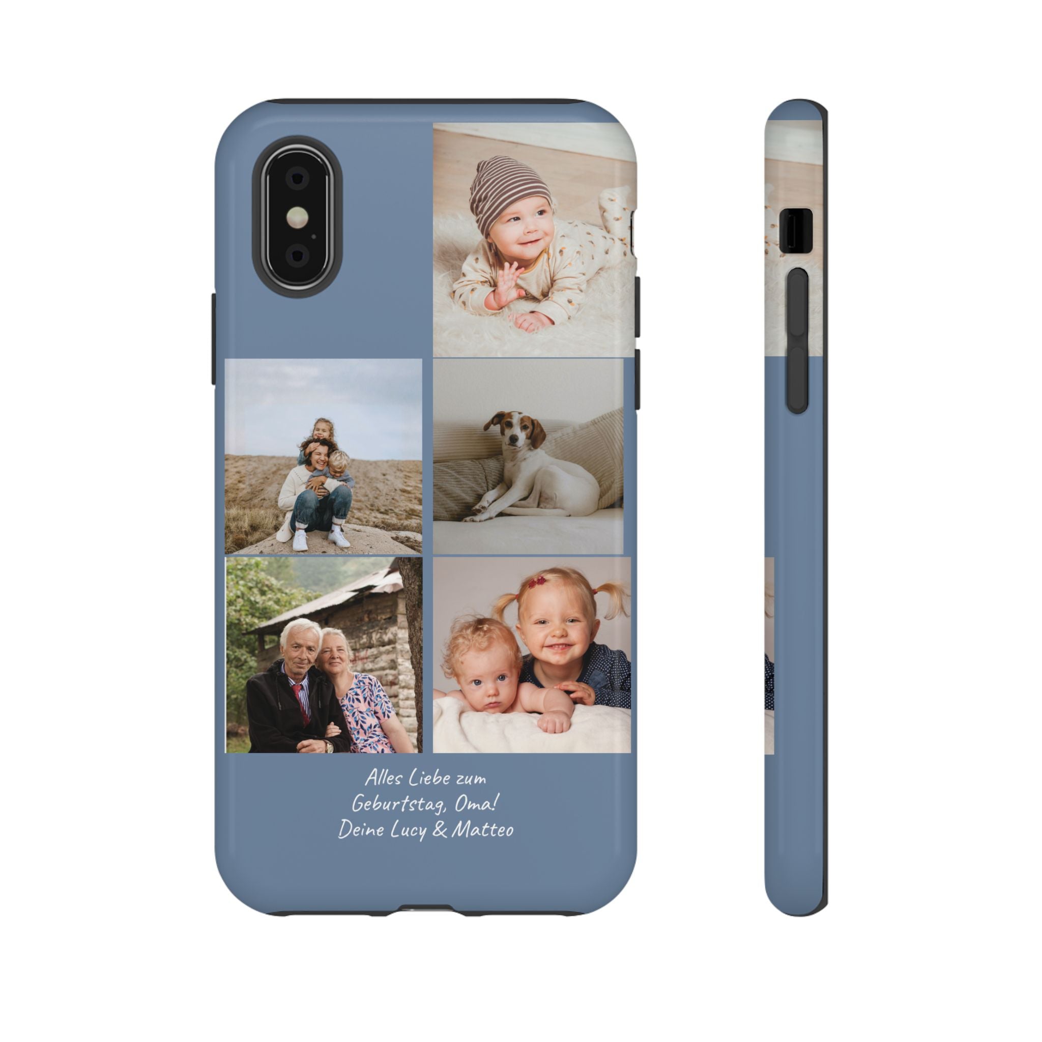 DUSTY BLUE COLLAGE – Personalisierte Foto Handyhülle mit Dual-Layer-Schutz
