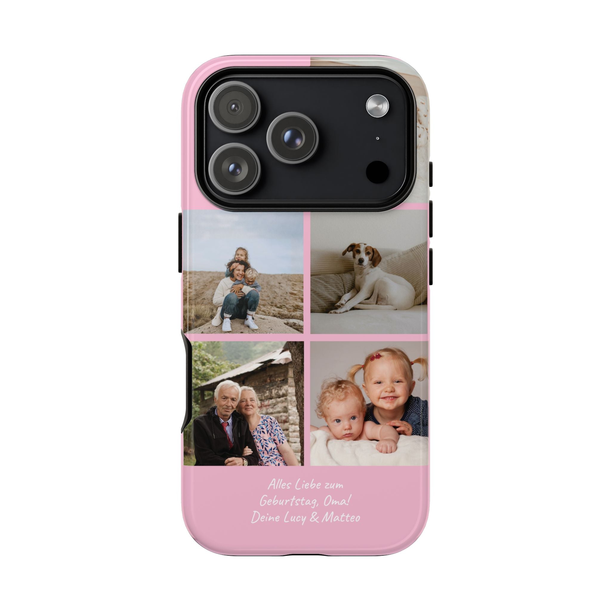 PINK PHOTO COLLAGE – Personalisierte Foto Handyhülle mit Dual-Layer-Schutz