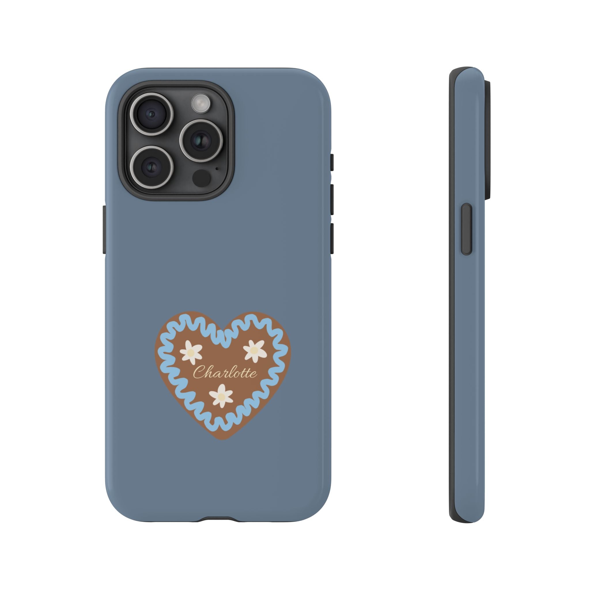 WIESNHERZ TAUBENBLAU – Personalisierte Handyhülle mit Dual-Layer-Schutz