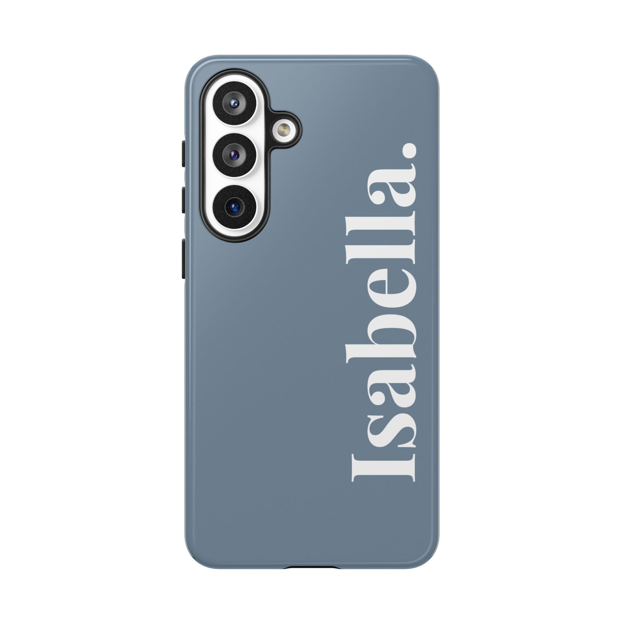 DUSTY BLUE BOLD NAME – Personalisierte Handyhülle mit Dual-Layer-Schutz